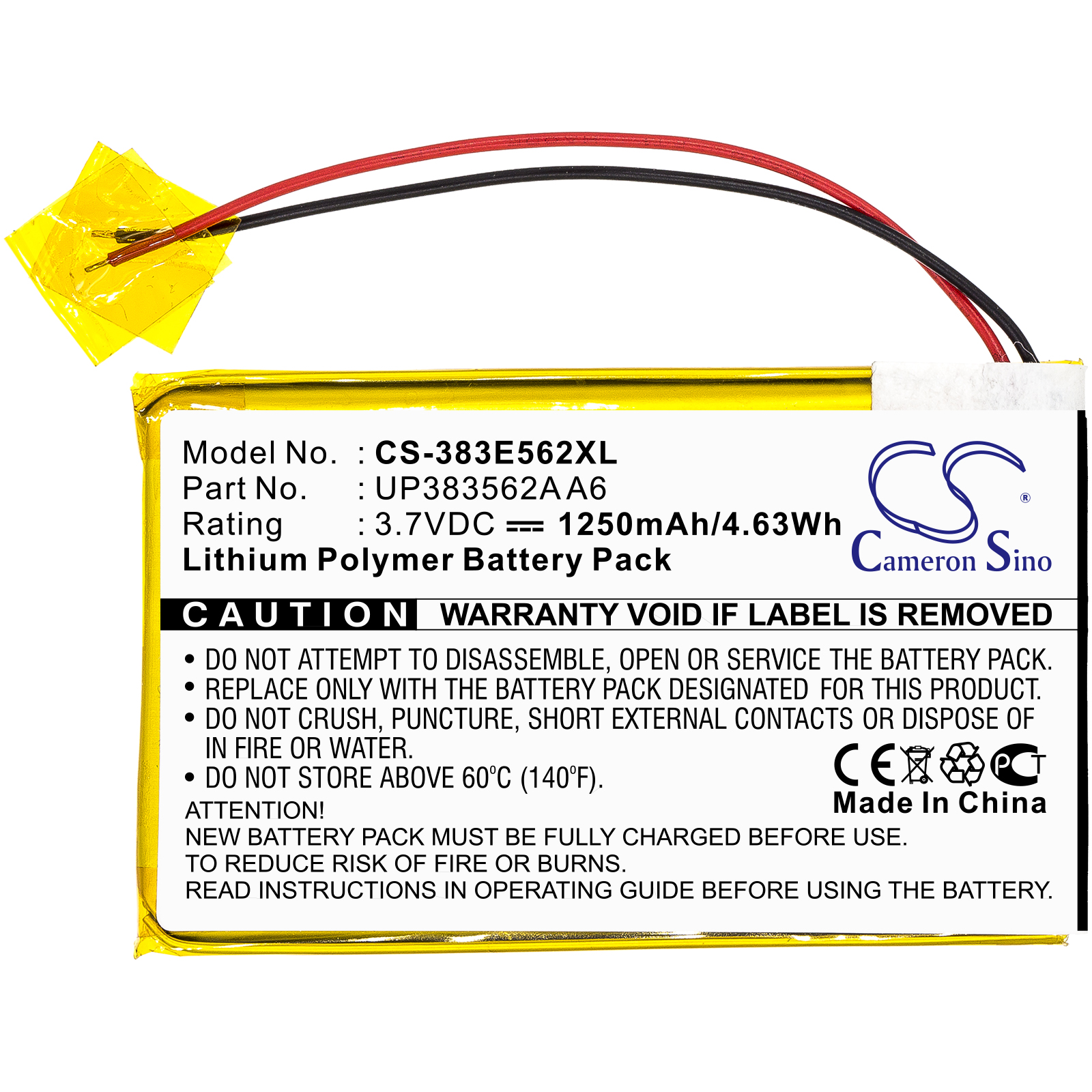 Palm UP383562A-extended 1400mAh battery rechargeable replacement