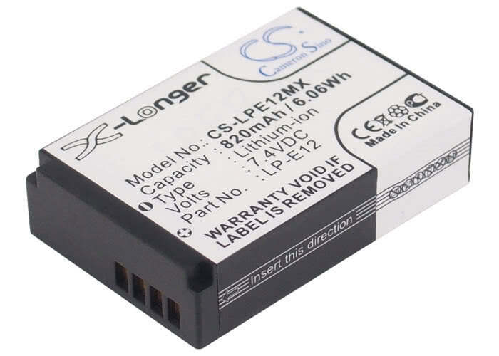 Canon EOS Rebel SL1 digital camera battery LP-E12 820mAh 7.4V