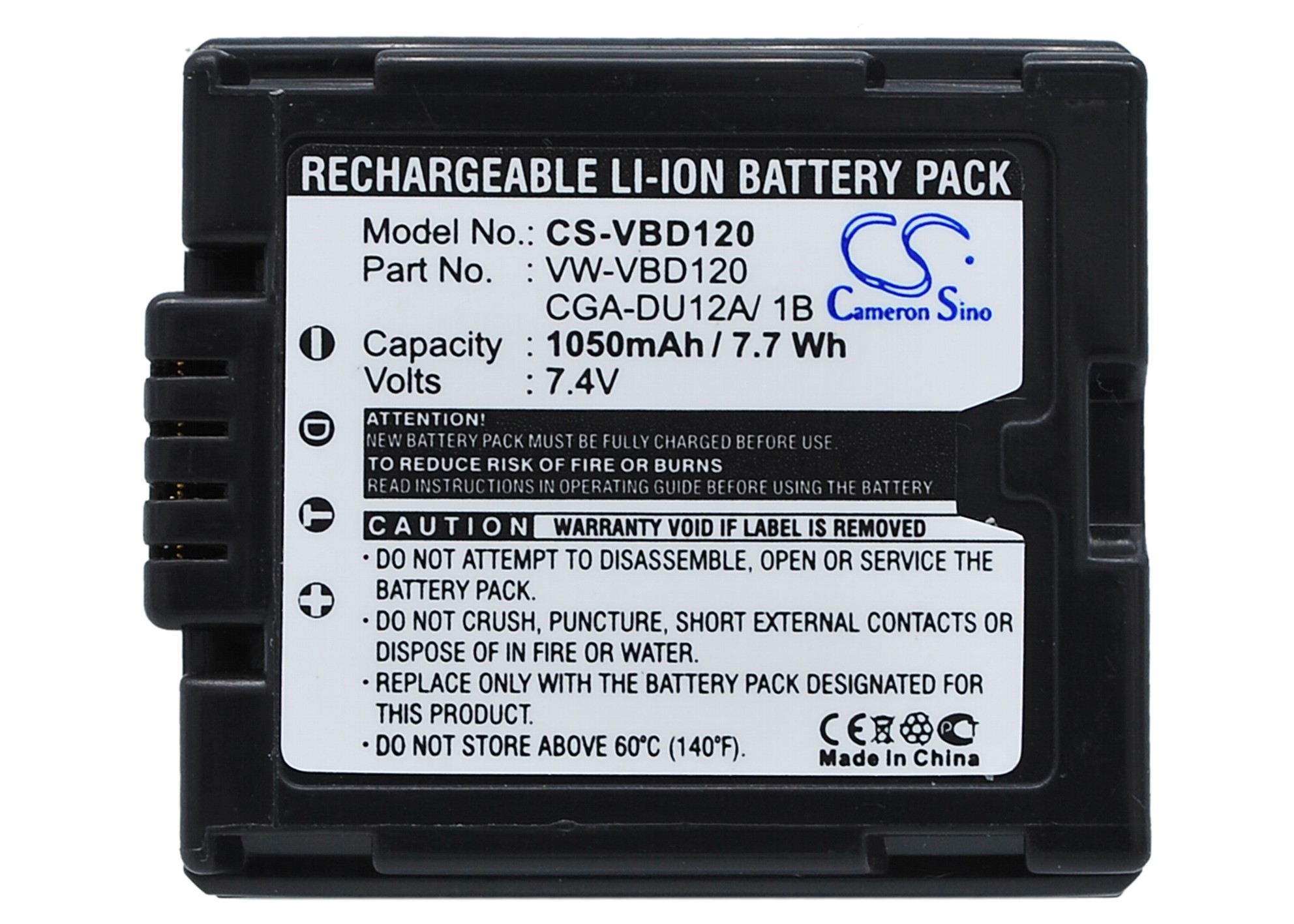 Panasonic VW-VBD120 CGA-DU12 CGA-DU12A/1b battery replacement