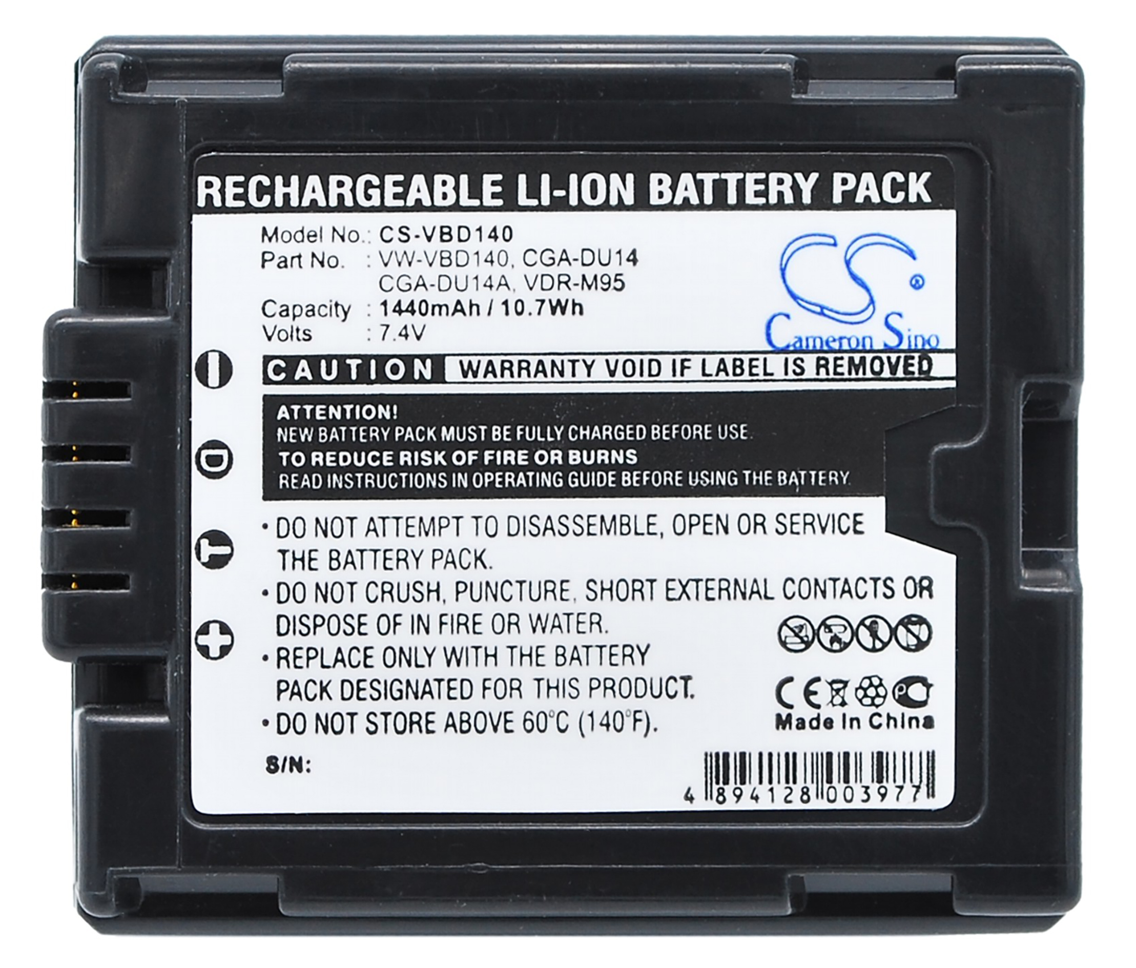 Panasonic VW-VBD140 CGA-DU14 CGA-DU14A VDR-M95 battery