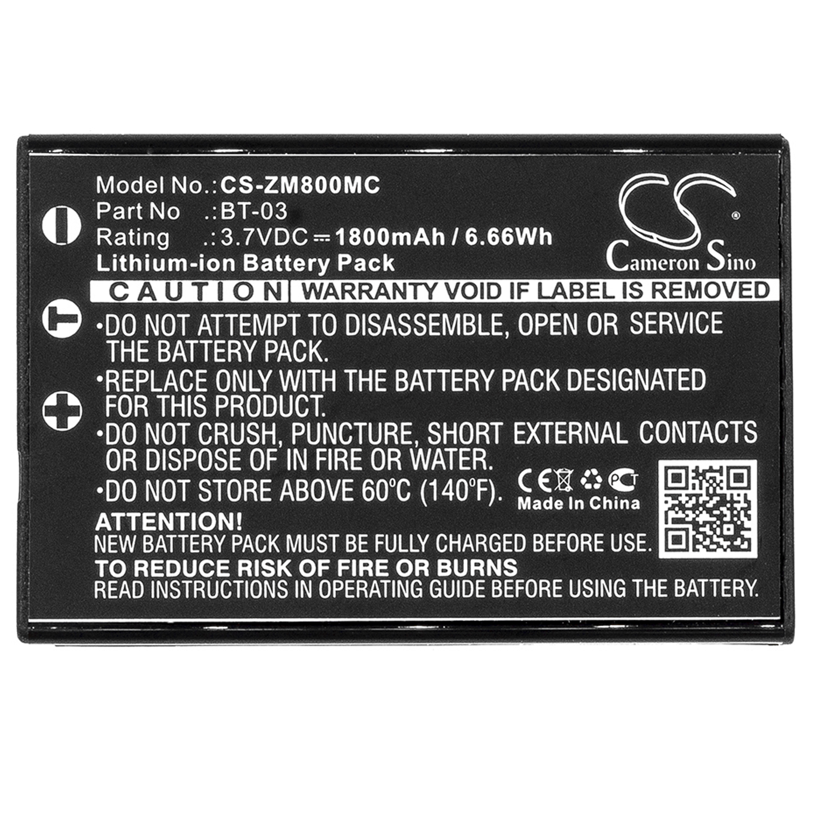 Zoom BT-03 Q8 Recorder camera battery 1800mAh Li-ion 3.7V