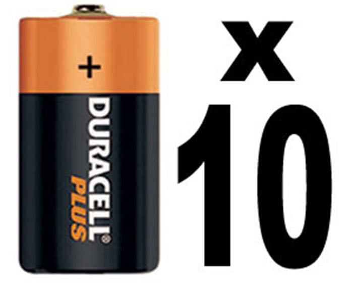 Duracell Plus D battery pack of 10 to replace LR20 and MN1300