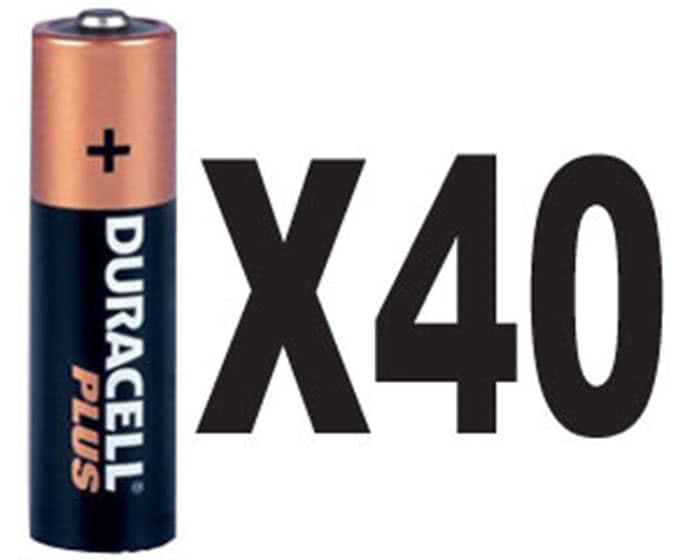 Duracell AA pack of 40 quality batteries to replace LR6, MN1500