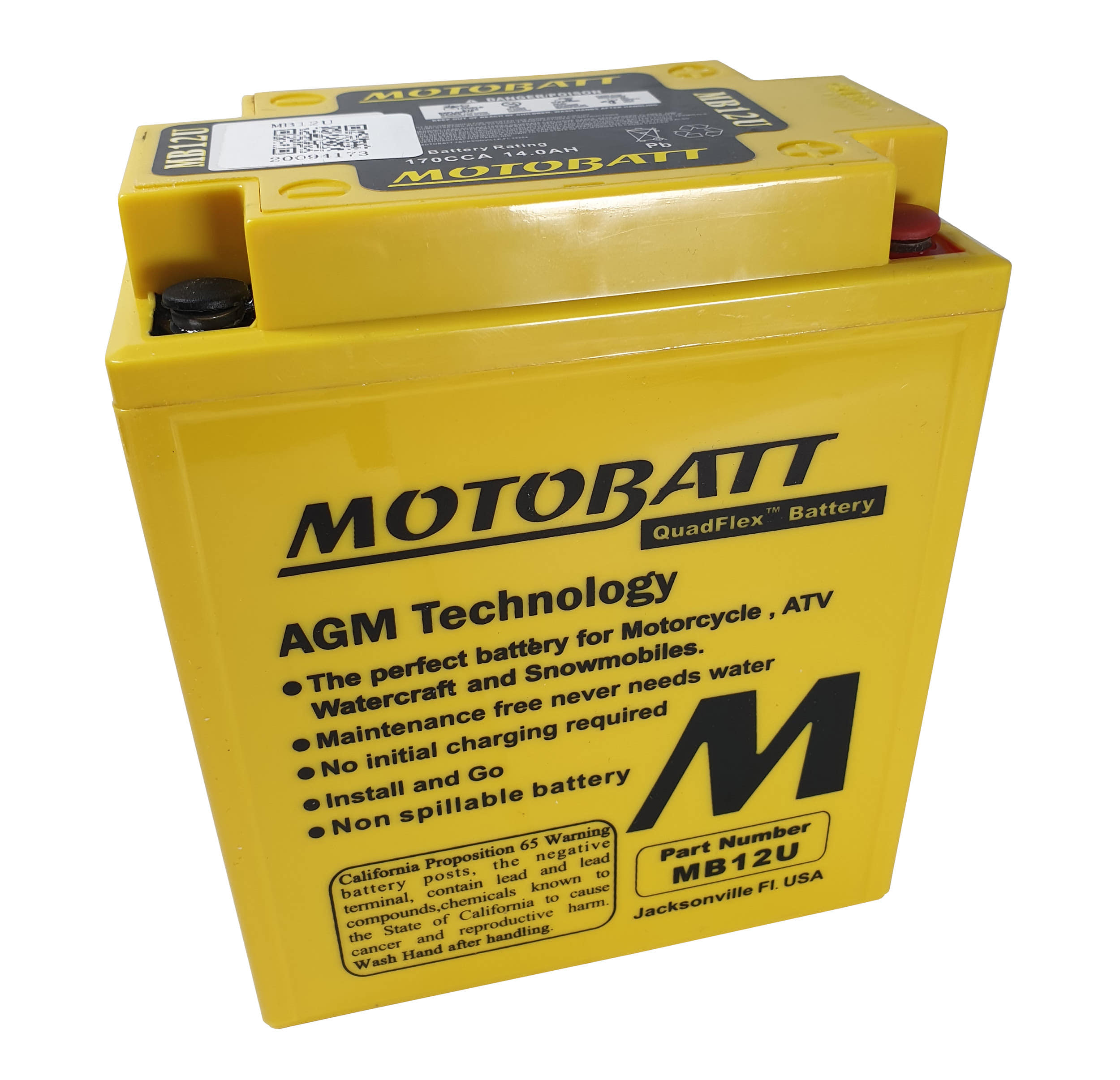 MB12U Motobatt battery replacement AGM 12v 160CCA