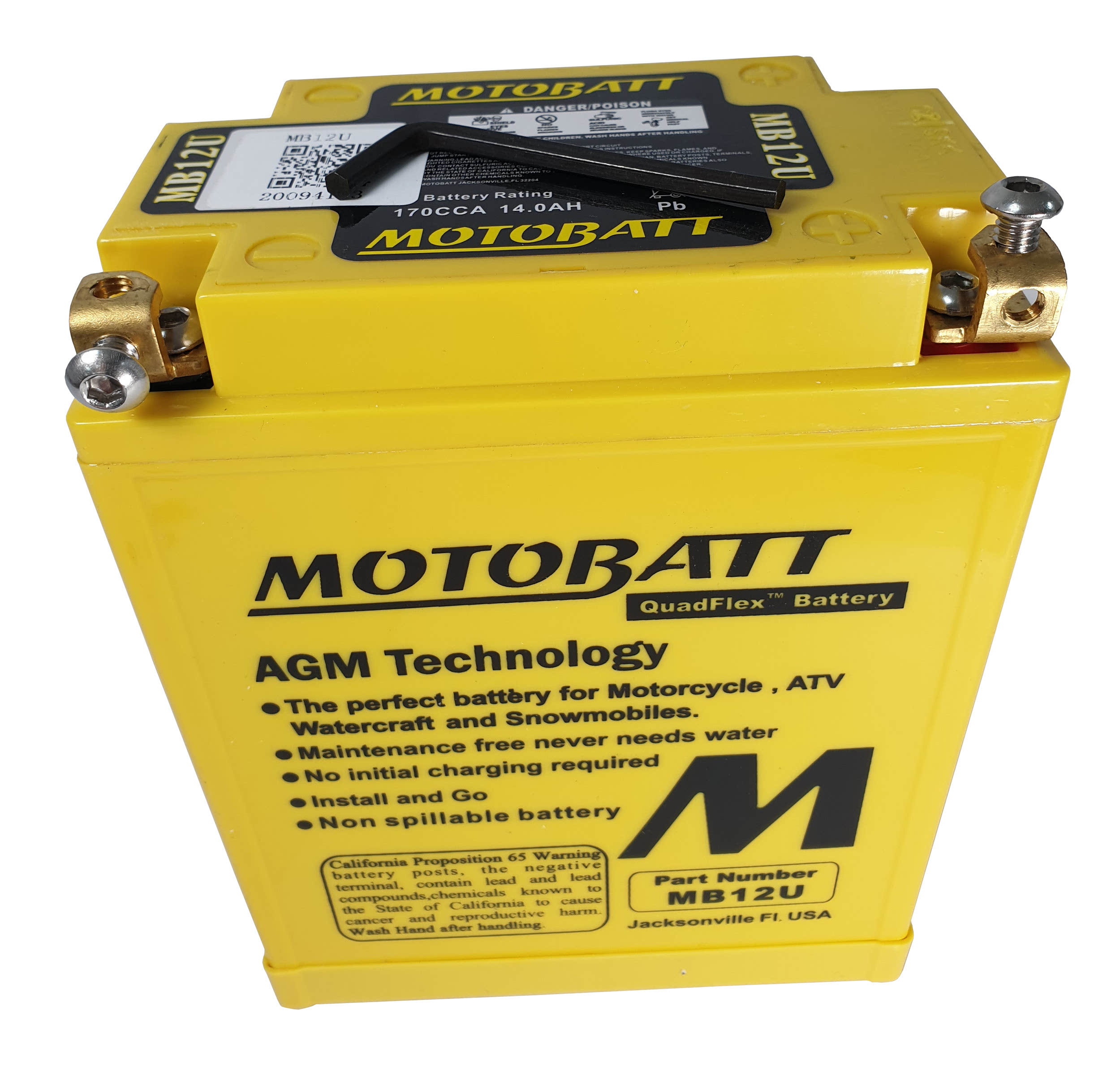 MB12U Motobatt battery replacement AGM 12v 160CCA