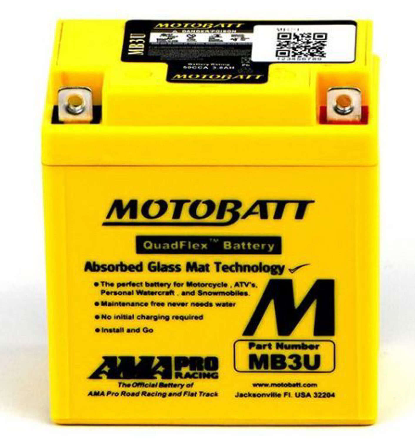 Motobatt AGM Quadflex MB3U battery replacement 12v 50CCA