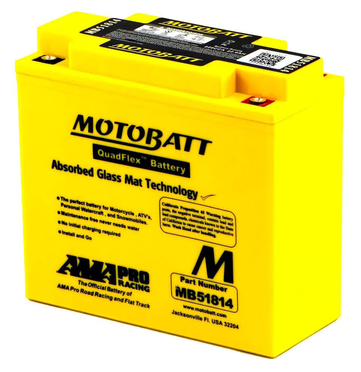 Motobatt MB51814 sealed battery AGM motorcycle 22ah