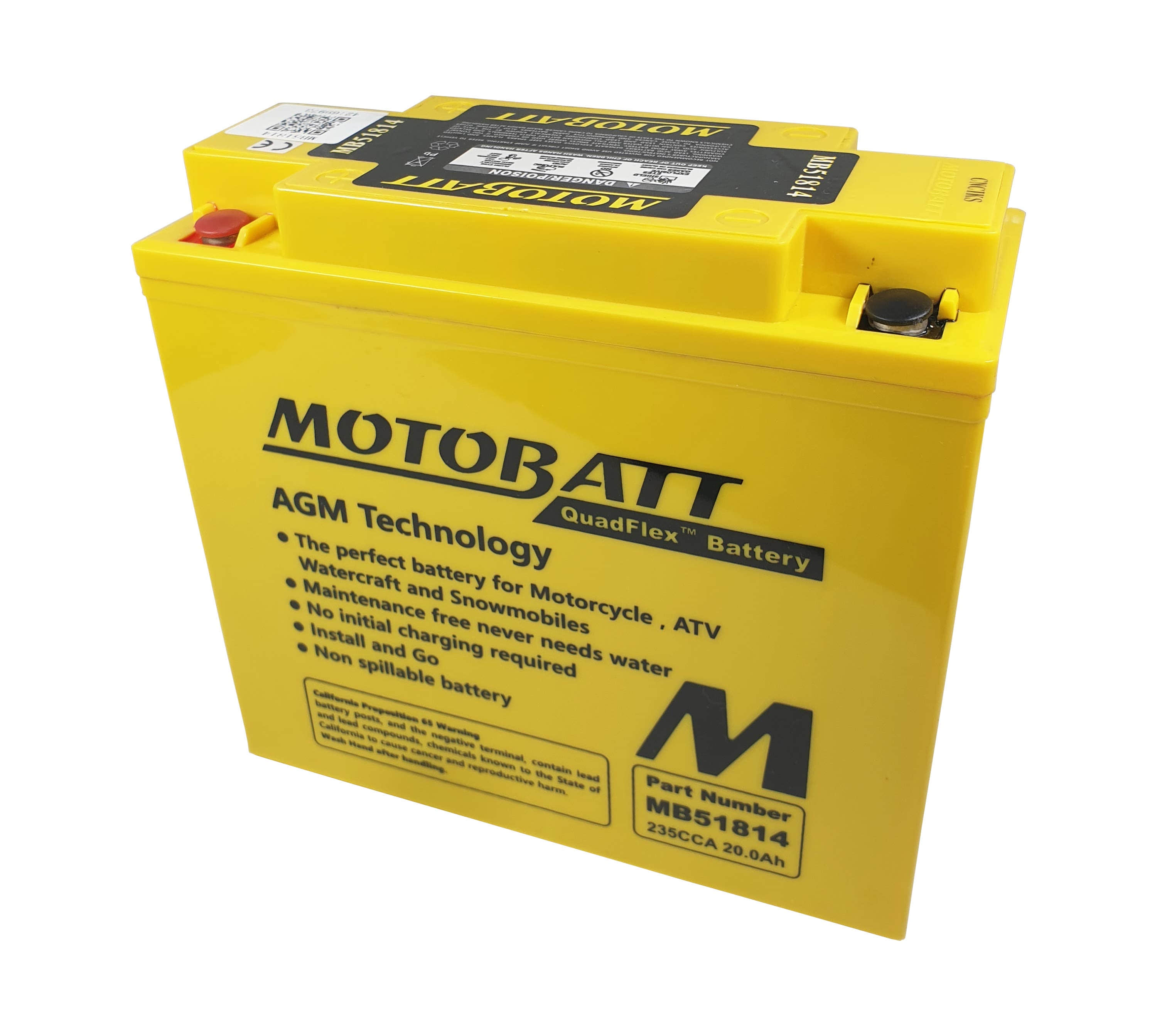 Motobatt MB51814 sealed battery AGM motorcycle 22ah