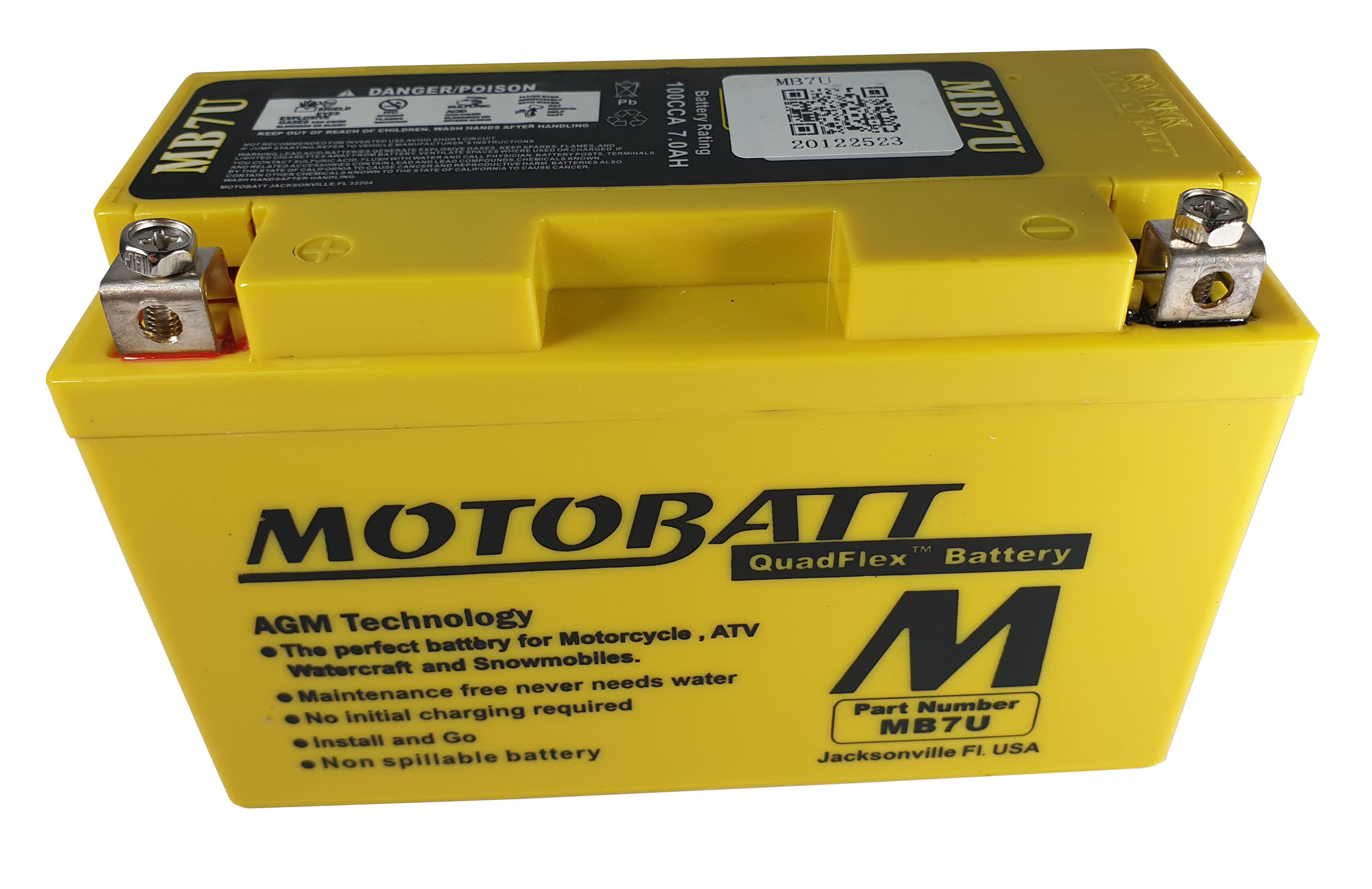 MB7U Motobatt battery 12v 6ah 100CCA sealed AGM