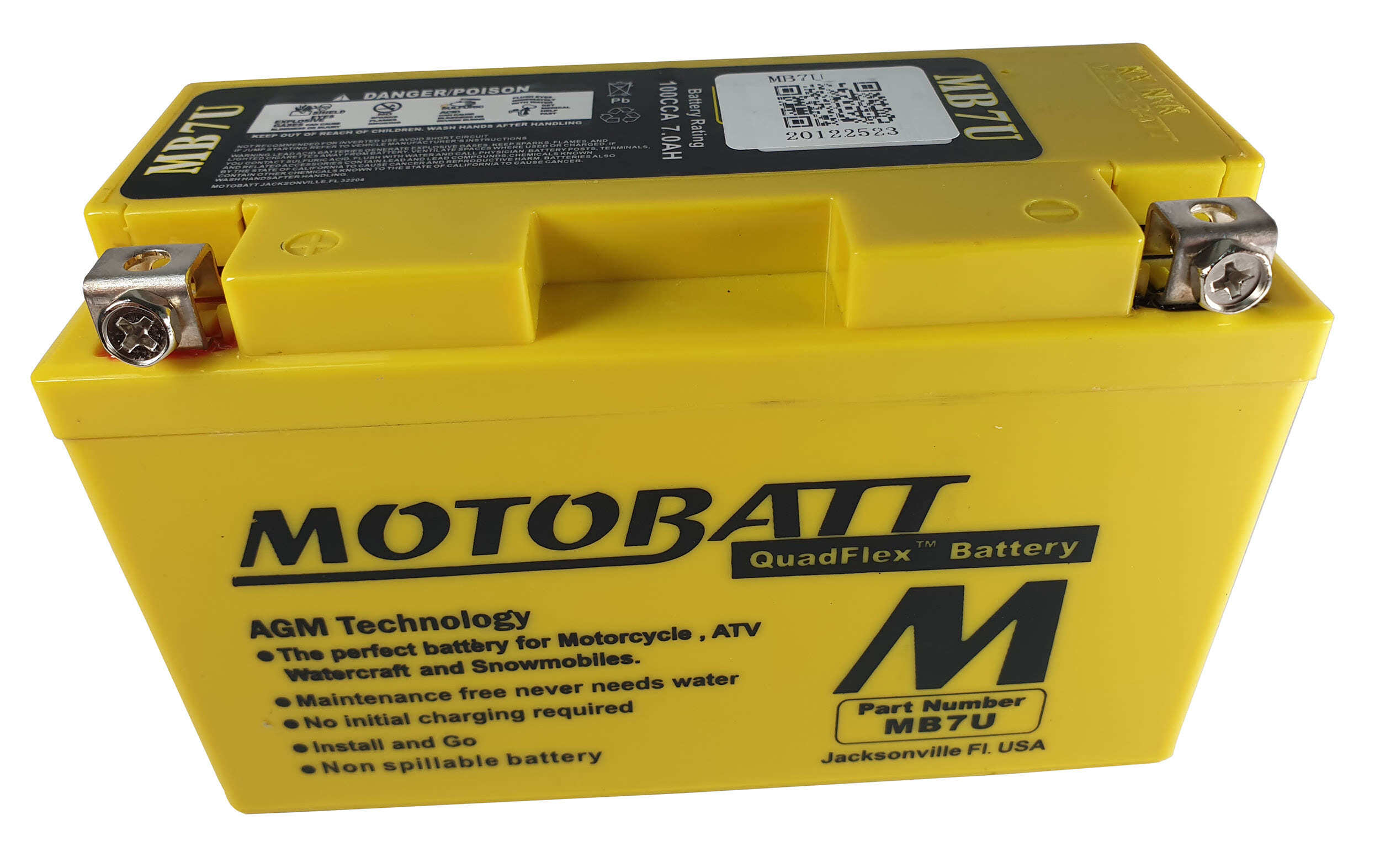MB7U Motobatt battery 12v 6ah 100CCA sealed AGM