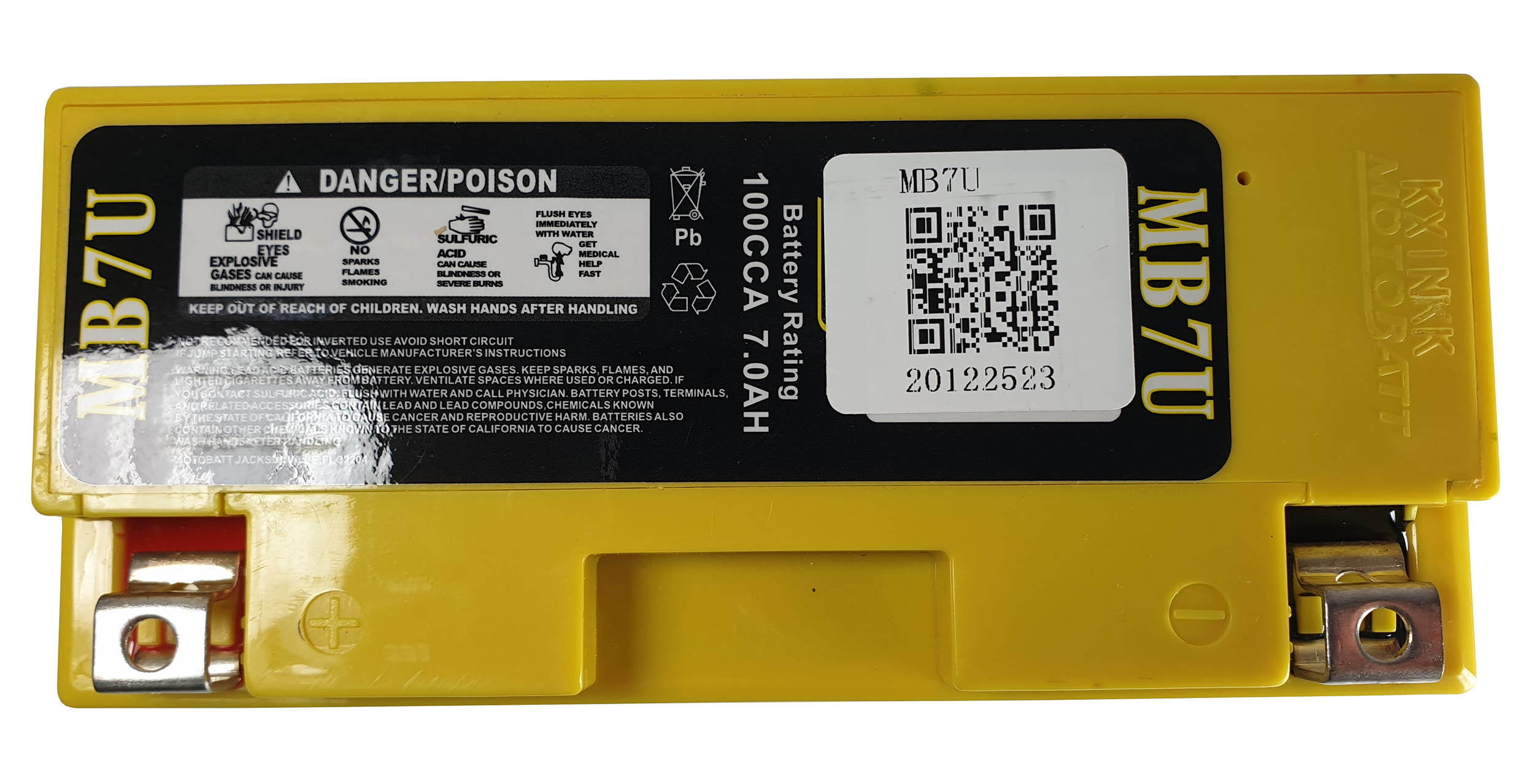 MB7U Motobatt battery 12v 6ah 100CCA sealed AGM