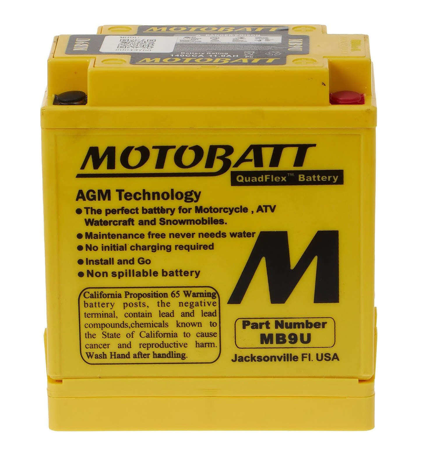 MB9U Motobatt AGM battery replacement 140CCA 12v