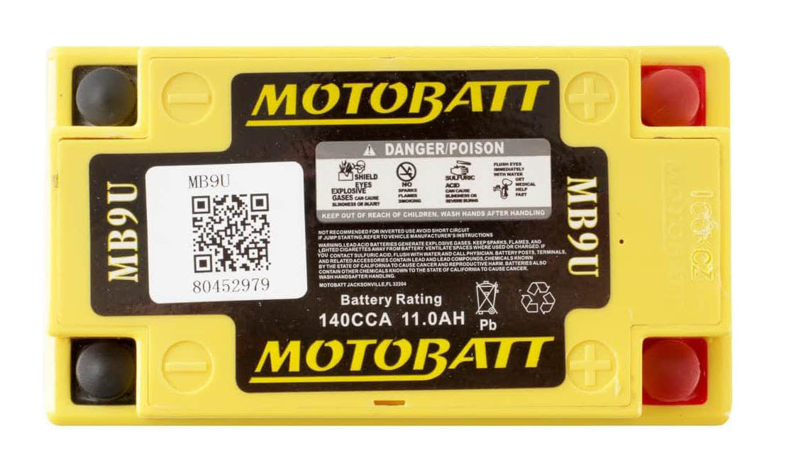 MB9U Motobatt AGM battery replacement 140CCA 12v