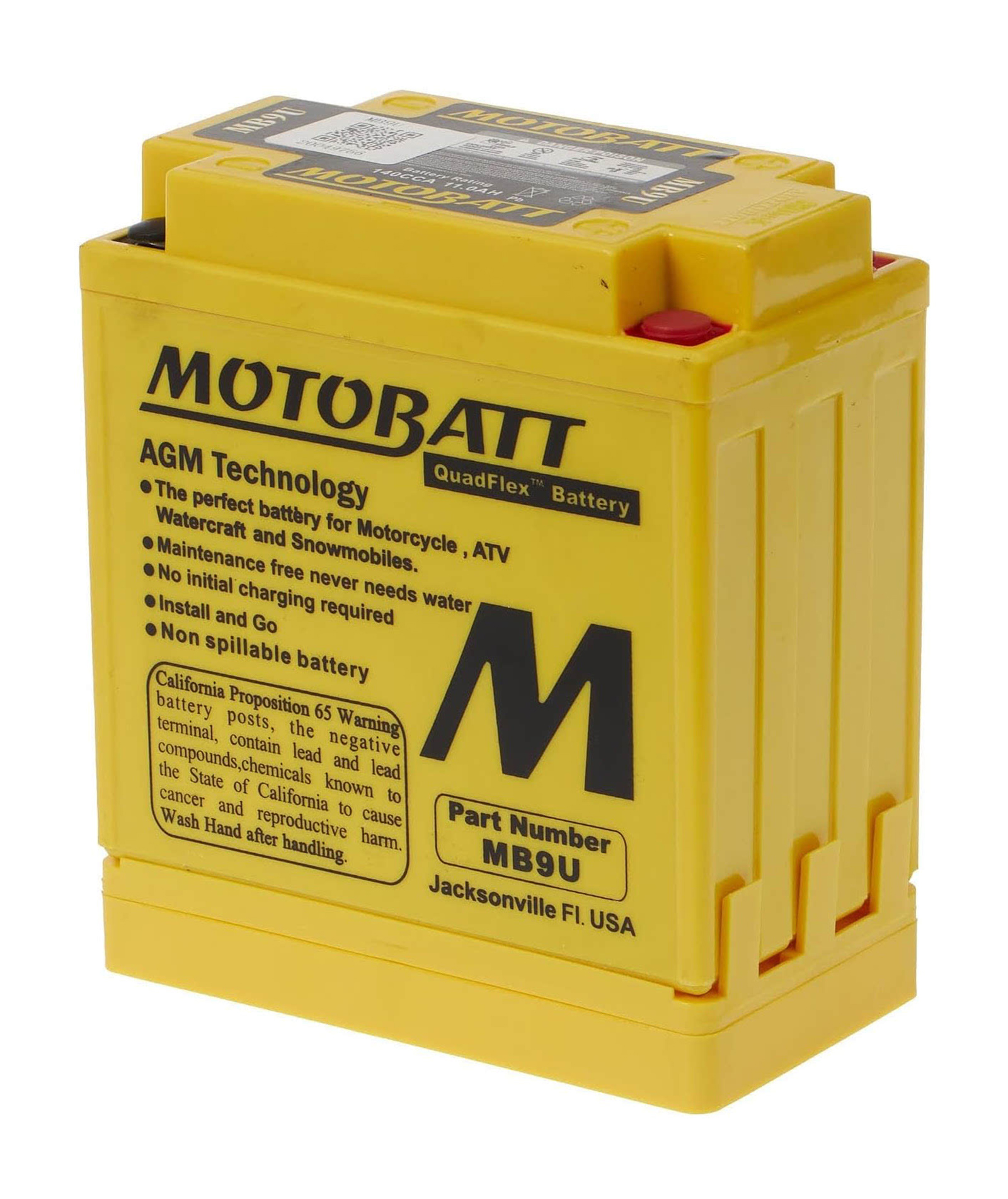 MB9U Motobatt AGM battery replacement 140CCA 12v
