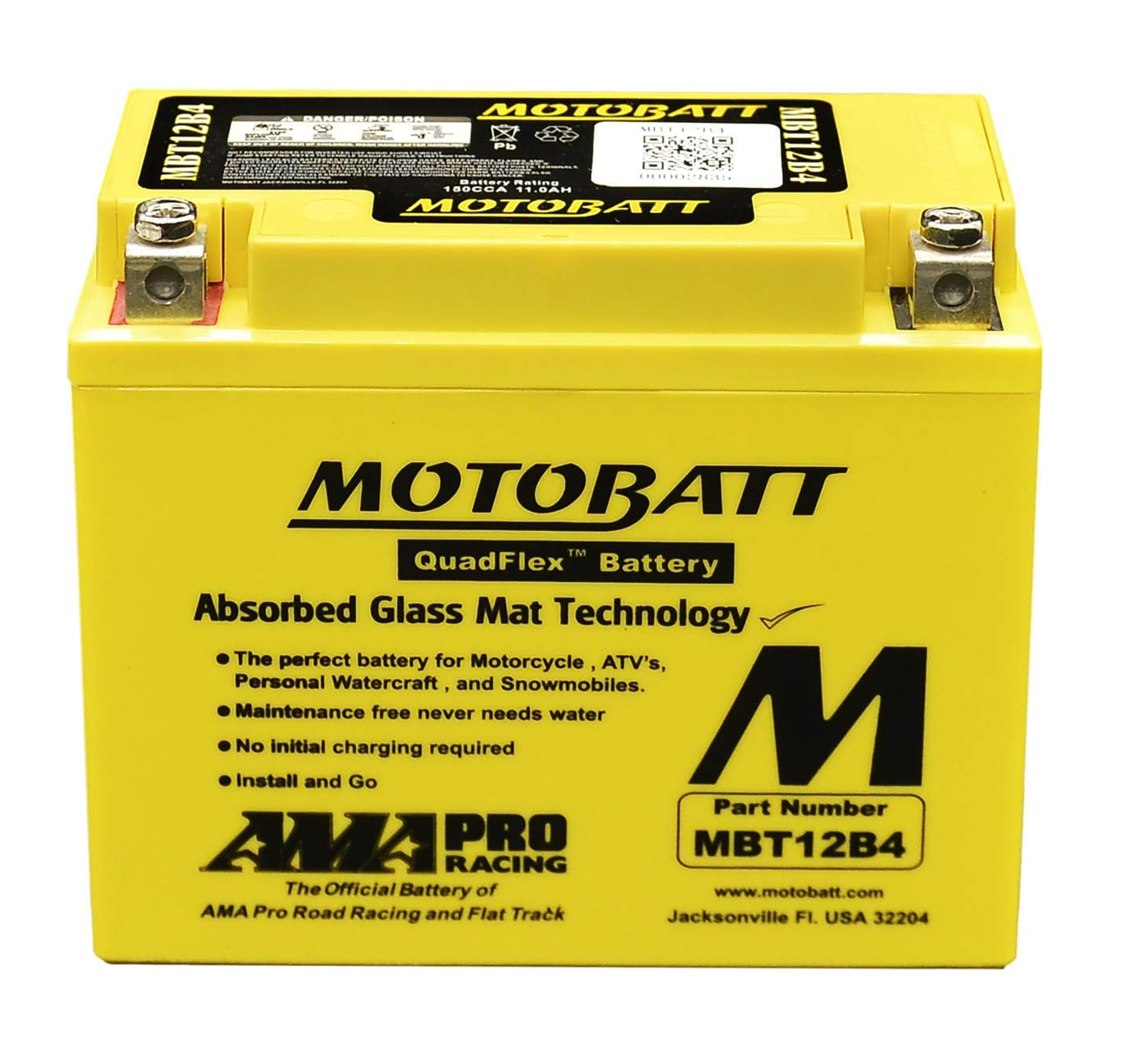 MBT12B4 Motobatt AGM battery replacement 150CCA