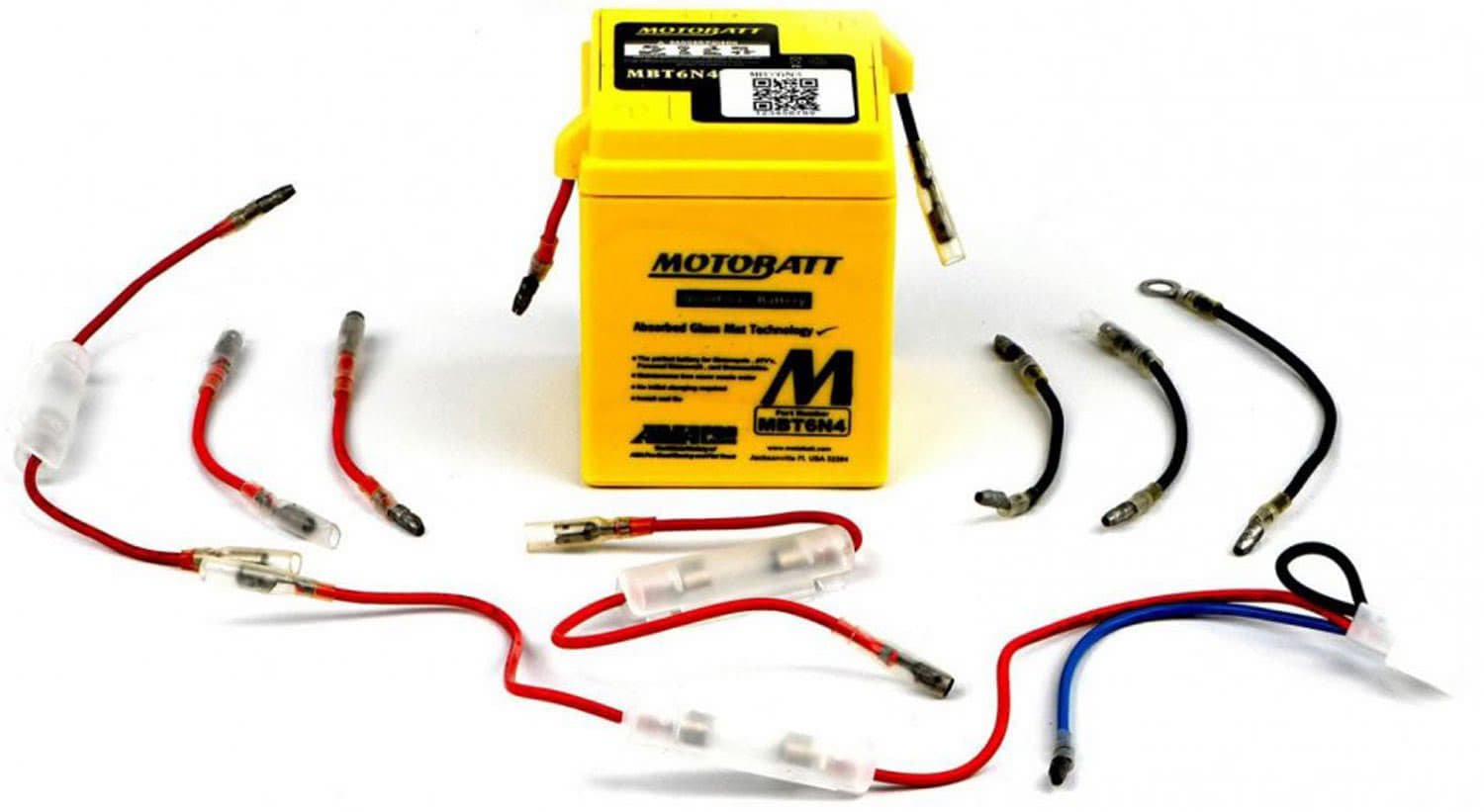 Motobatt MBT6N4 sealed AGM battery with leads 6v 4ah