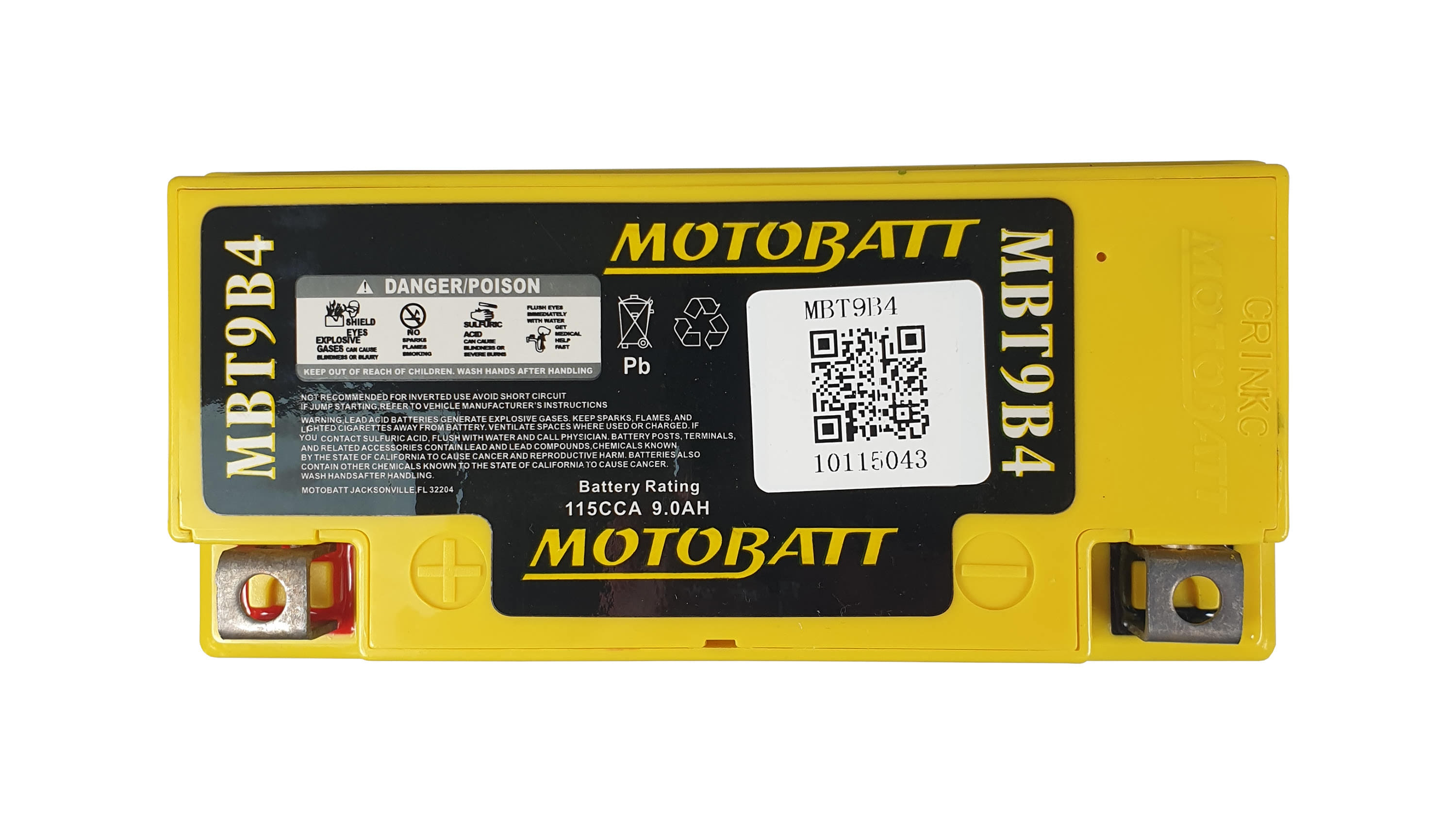 MBT9B4 Motobatt battery AGM replacement 12v 115CCA