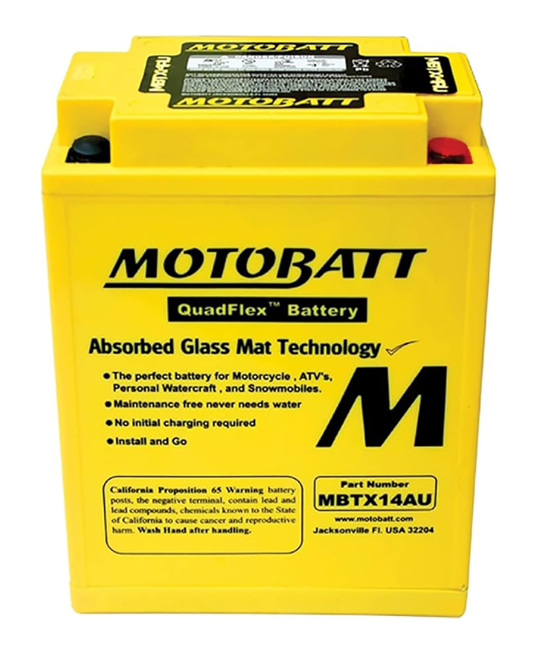 Motobatt MBTX14AU AGM battery replacement 12v 210CCA