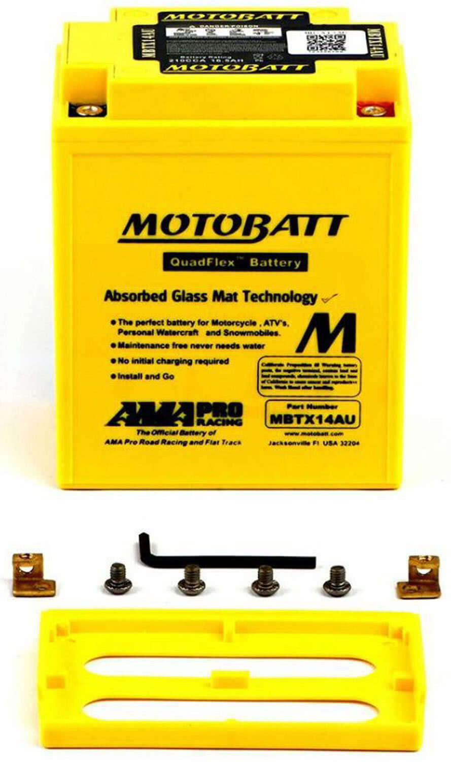 Motobatt MBTX14AU AGM battery replacement 12v 210CCA
