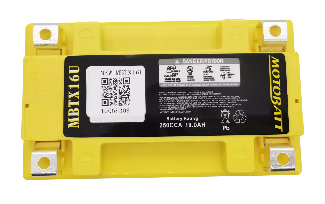 Motobatt MBTX16U motorcycle battery 12v 250CCA 19ah