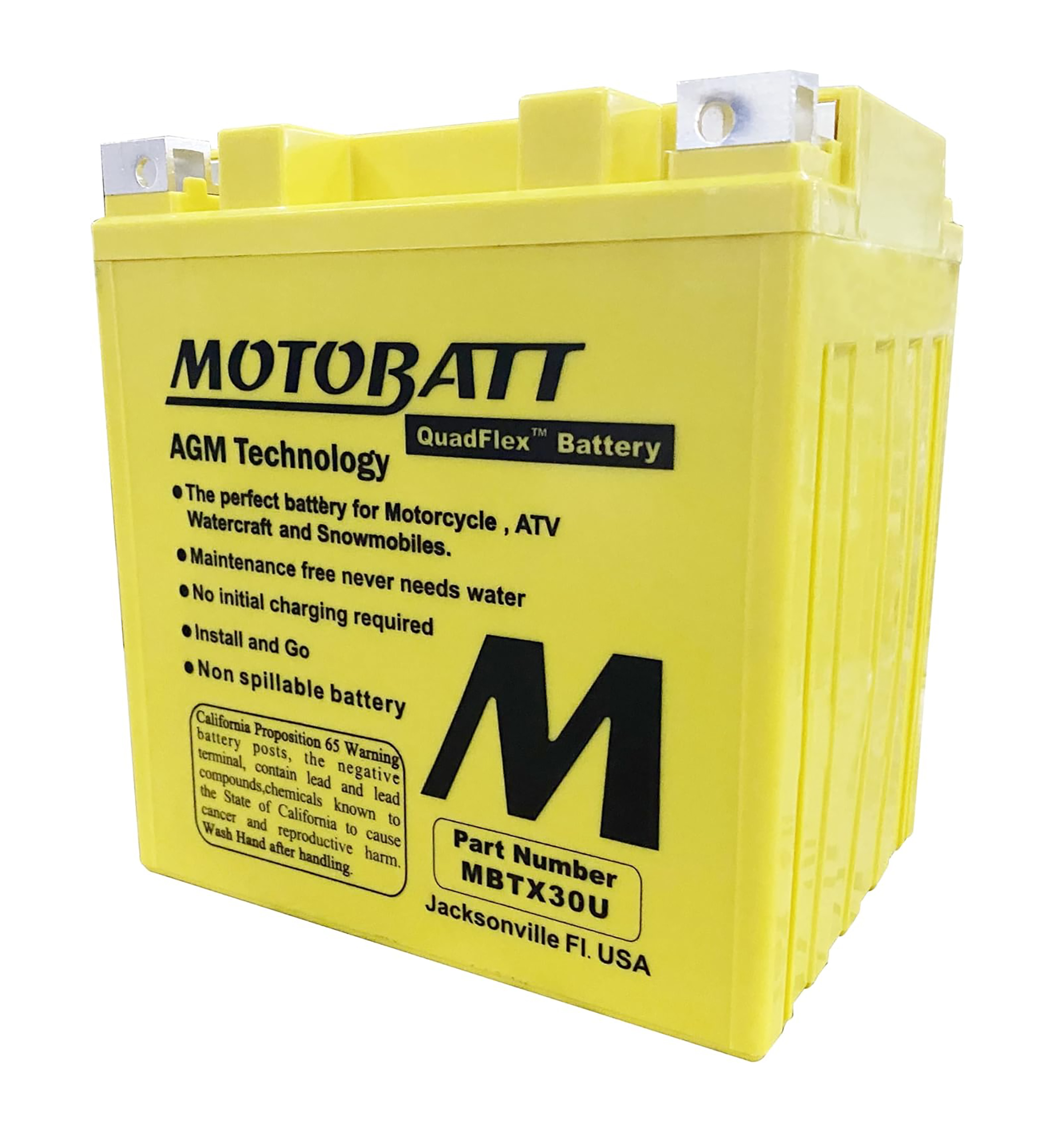 Motobatt MBTX30U battery AGM Yellow Motorcycle 32ah 385CCA