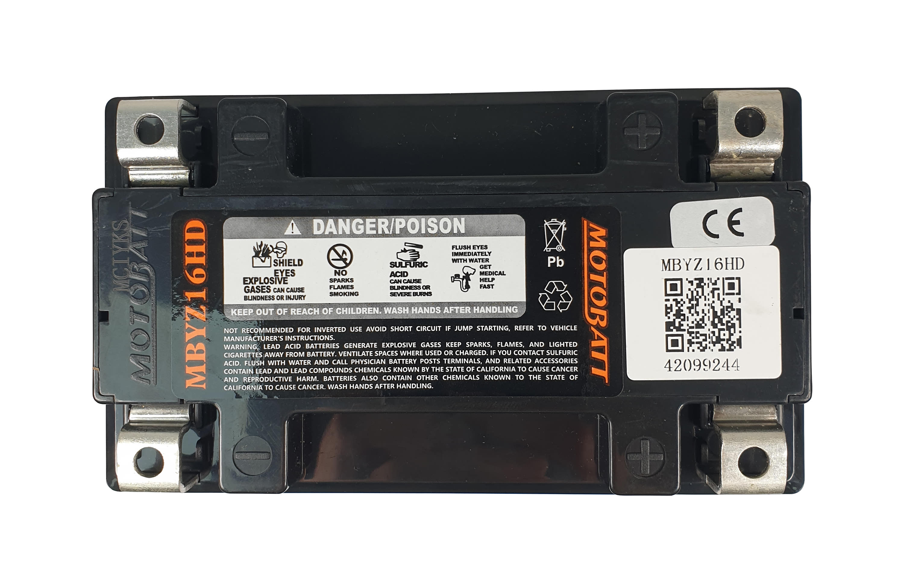 Motobatt MBYZ16HD battery black AGM 12v motorcycle