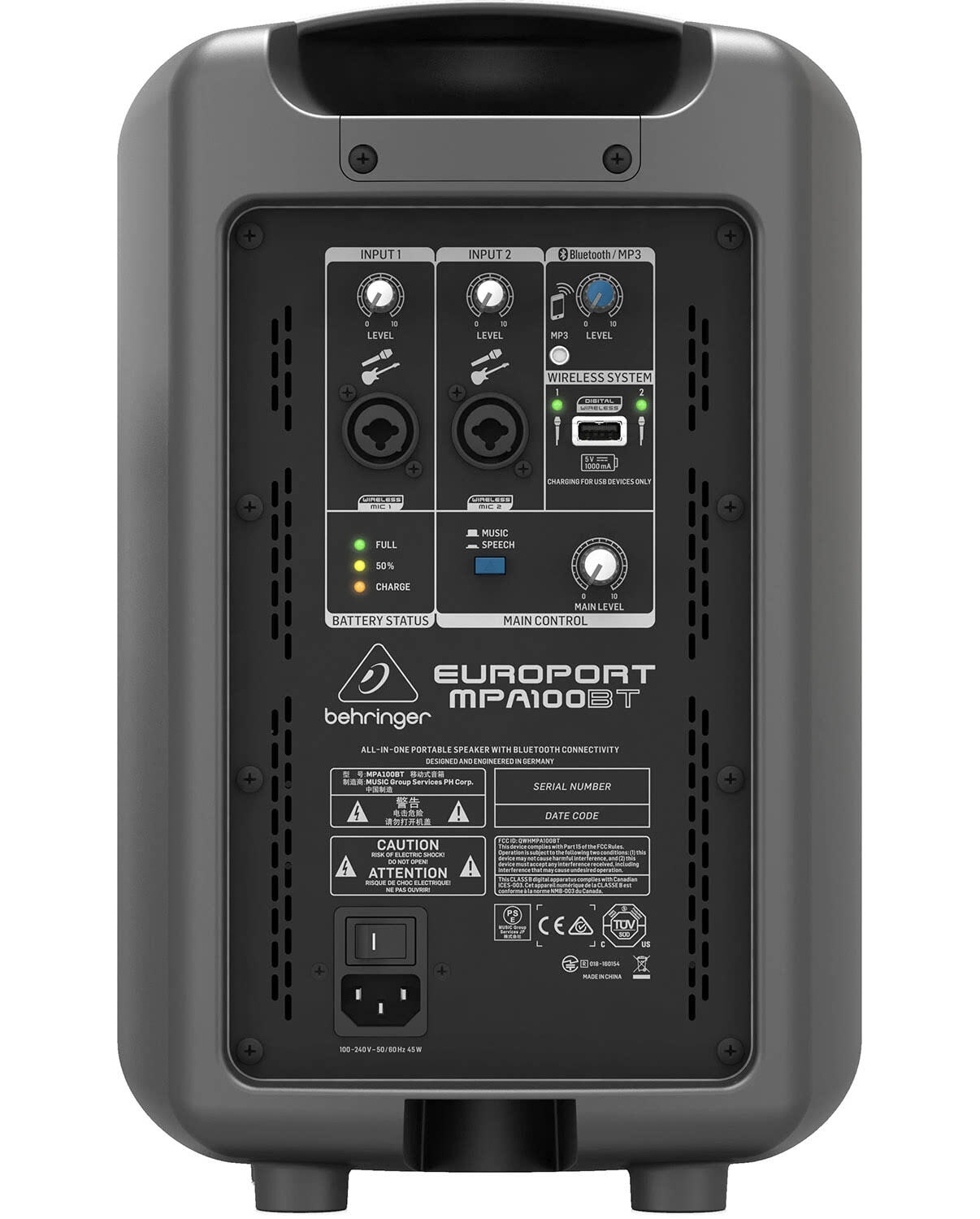 Behringer-Europort-MPA100BT battery portable PA speaker