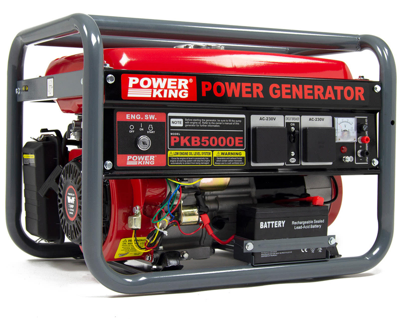 Wolf PowerKing PKB5000ES battery 7HP petrol generator