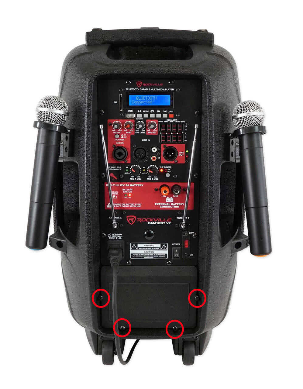 Rockville RAM15BT battery 800w PA-Speaker