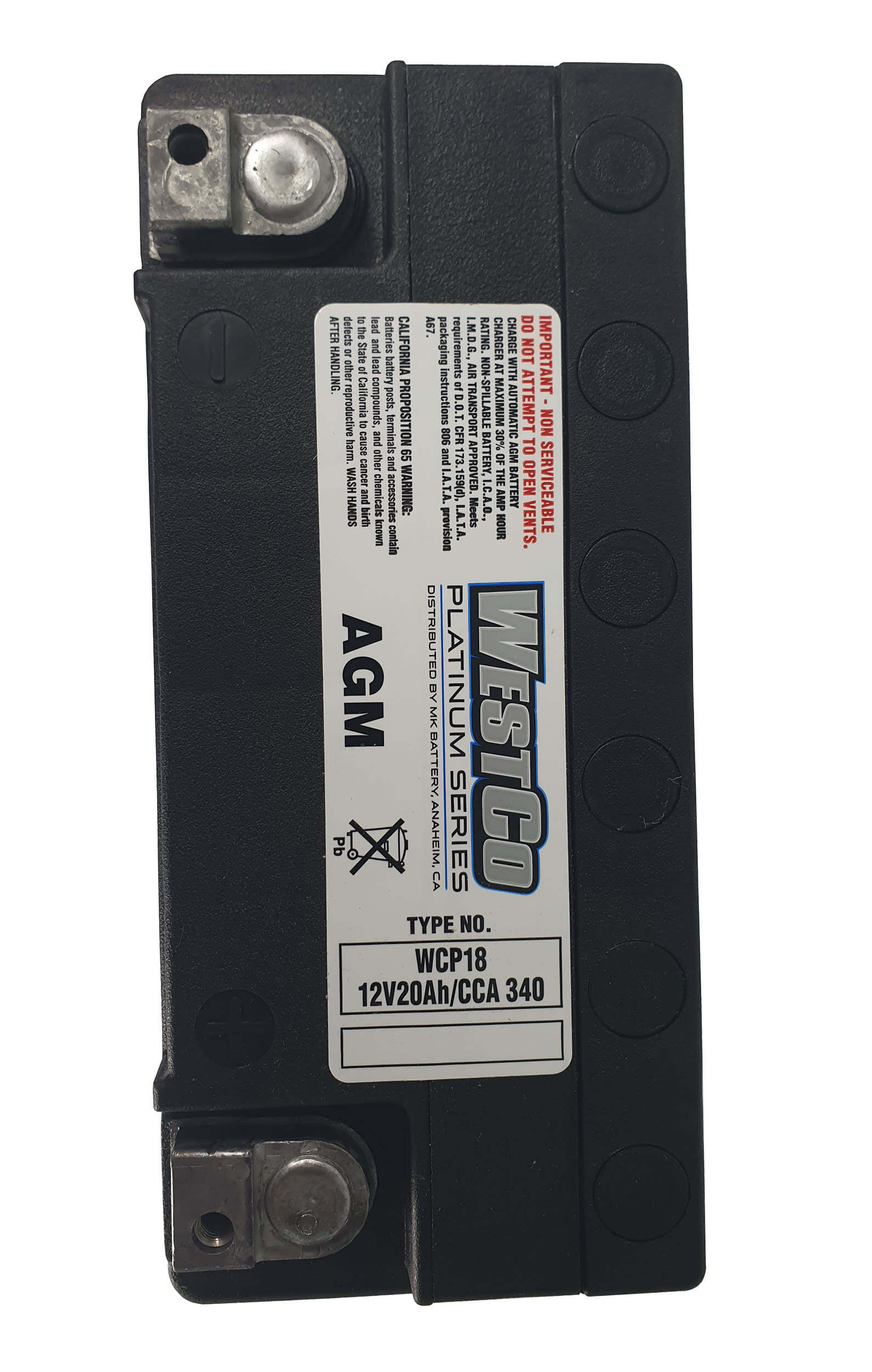 WCP18 SVR18 motorcycle battery WestCo Platinum 340CCA