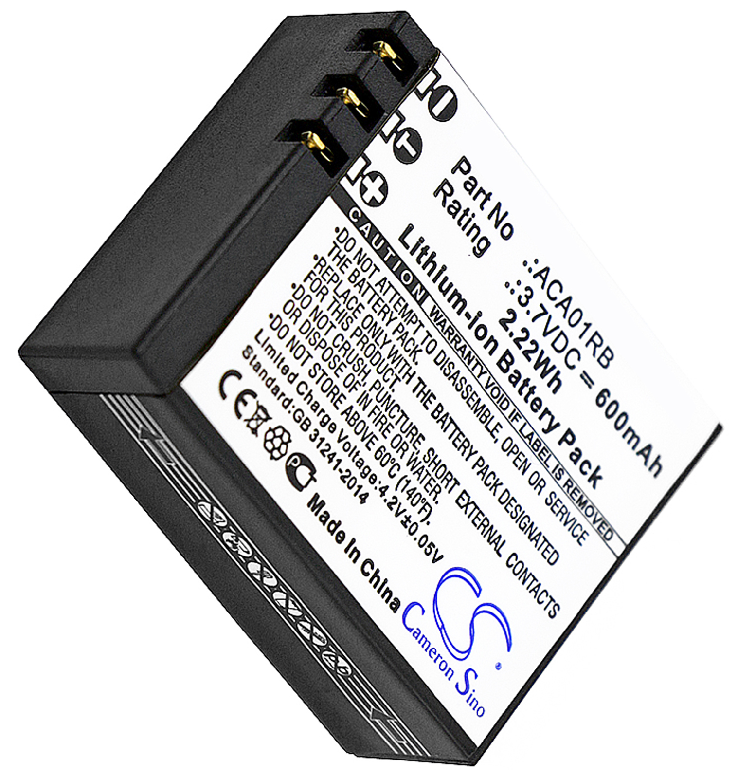 Activeon ACA01RB CX CX-Gold CX-HD camera battery 600mAh