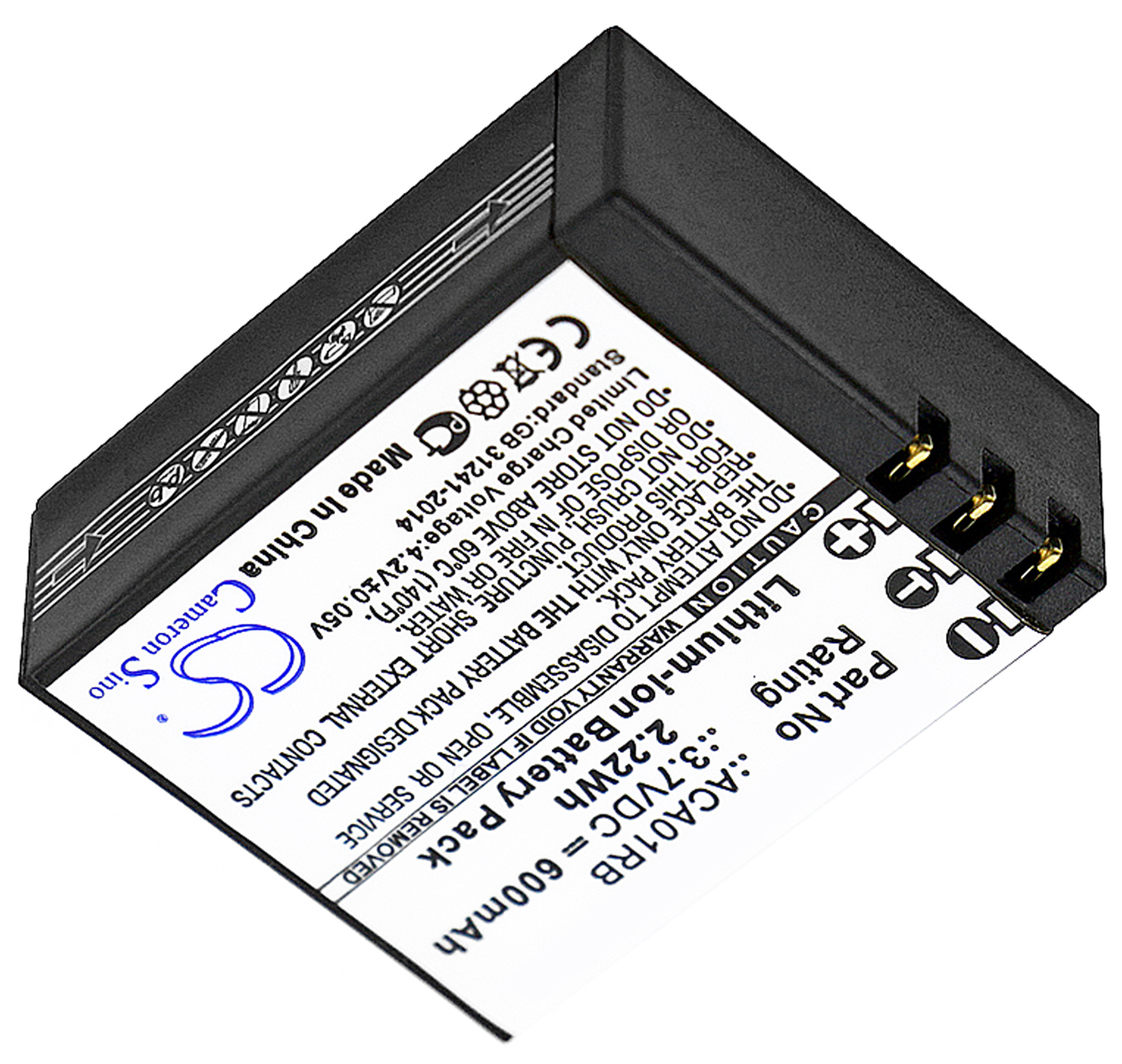 Activeon ACA01RB CX CX-Gold CX-HD camera battery 600mAh