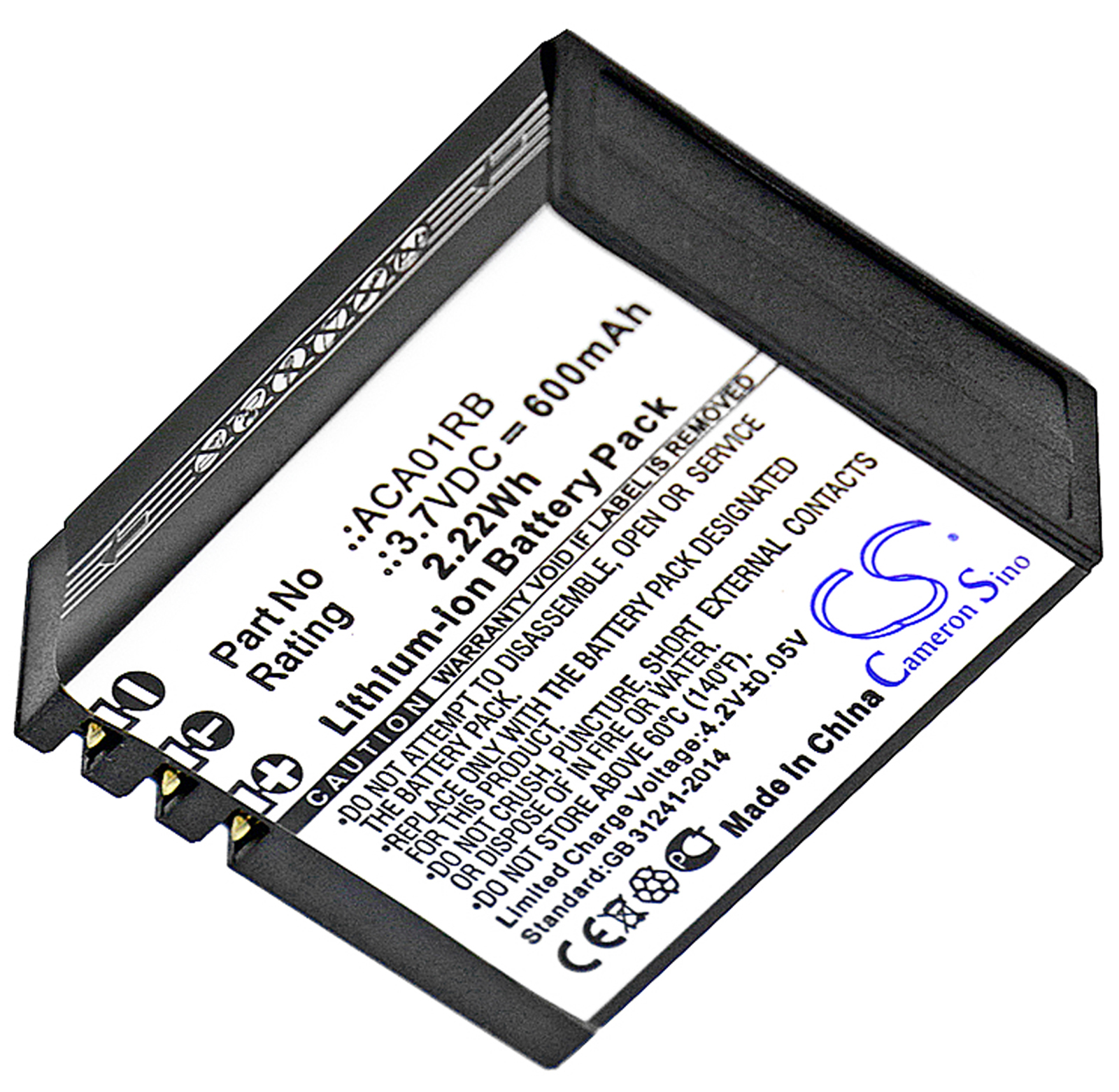 Activeon ACA01RB CX CX-Gold CX-HD camera battery 600mAh