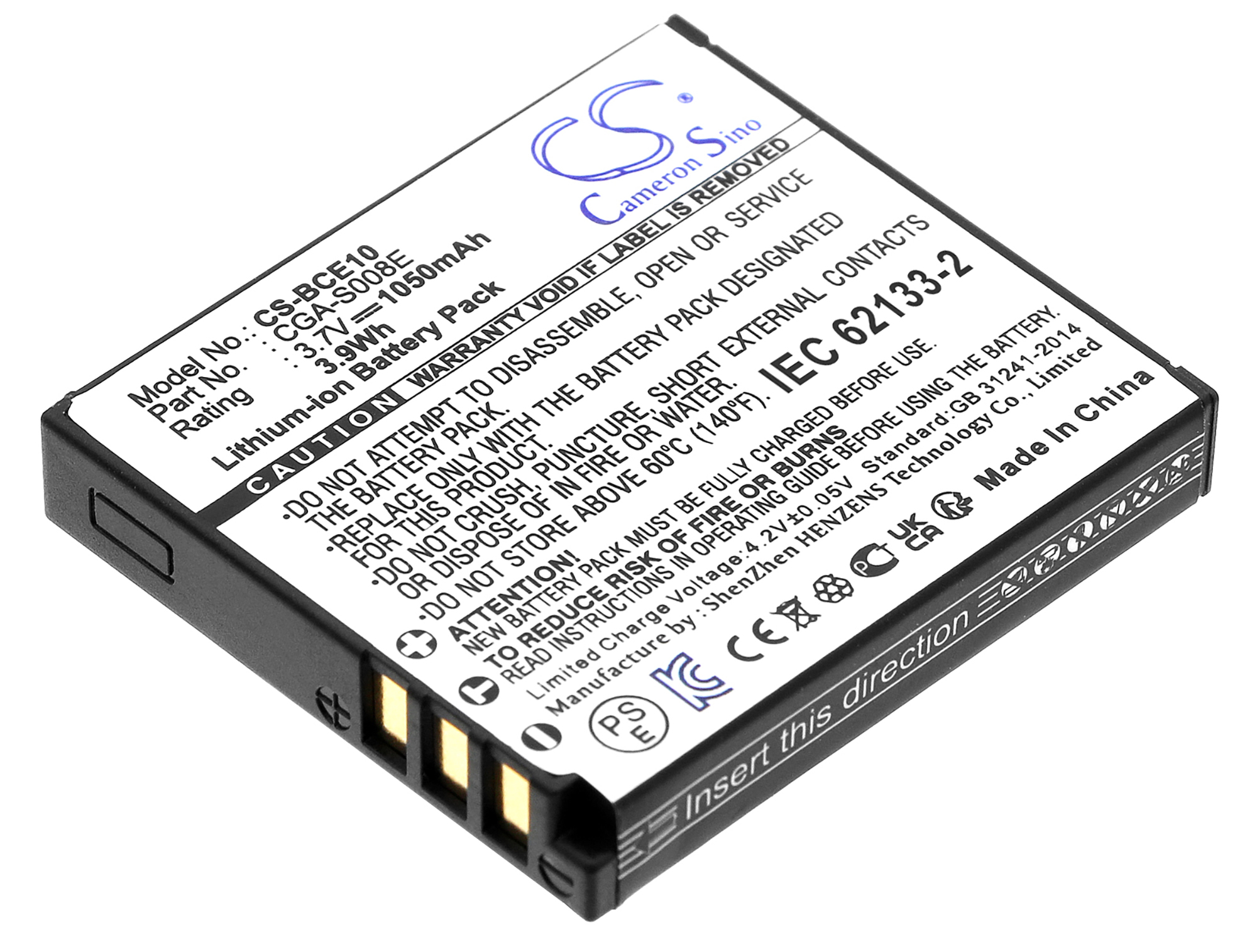 Panasonic battery DMW-BCE10 CGA S008 S008E VW-VBJ10 S008A/1B