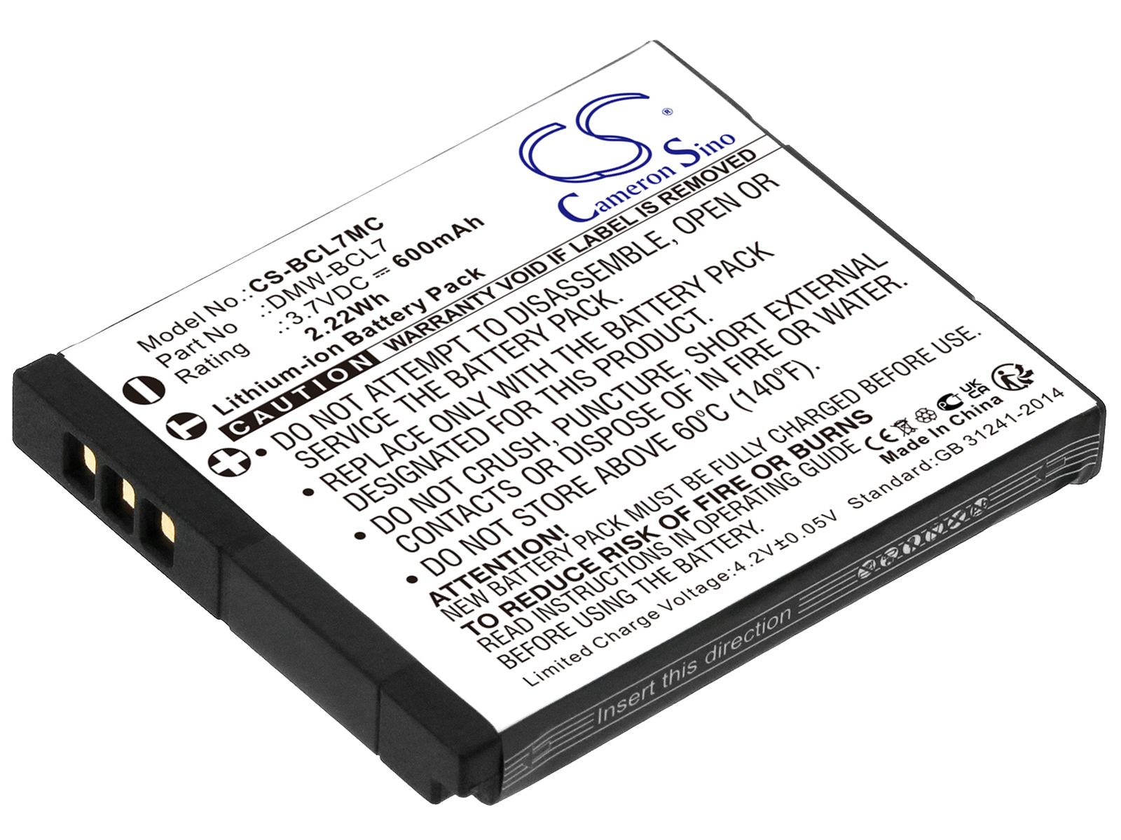 Panasonic Lumix DMC-F5 DMC-F5K camera battery 600mAh Li-ion 3.7V