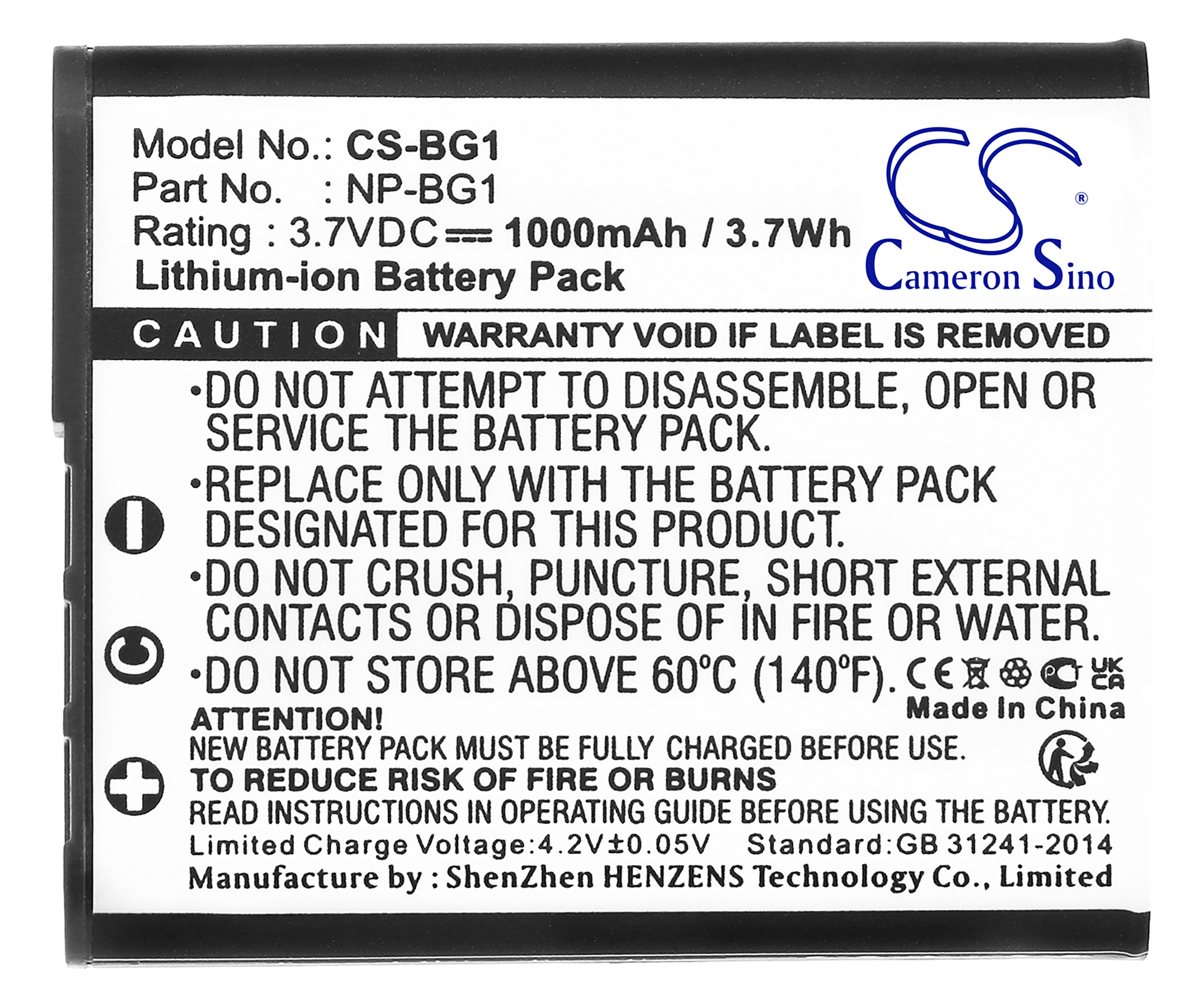 Sony NP-BG1 NP-FG1 battery 3.7v 1000mAh camera replacement