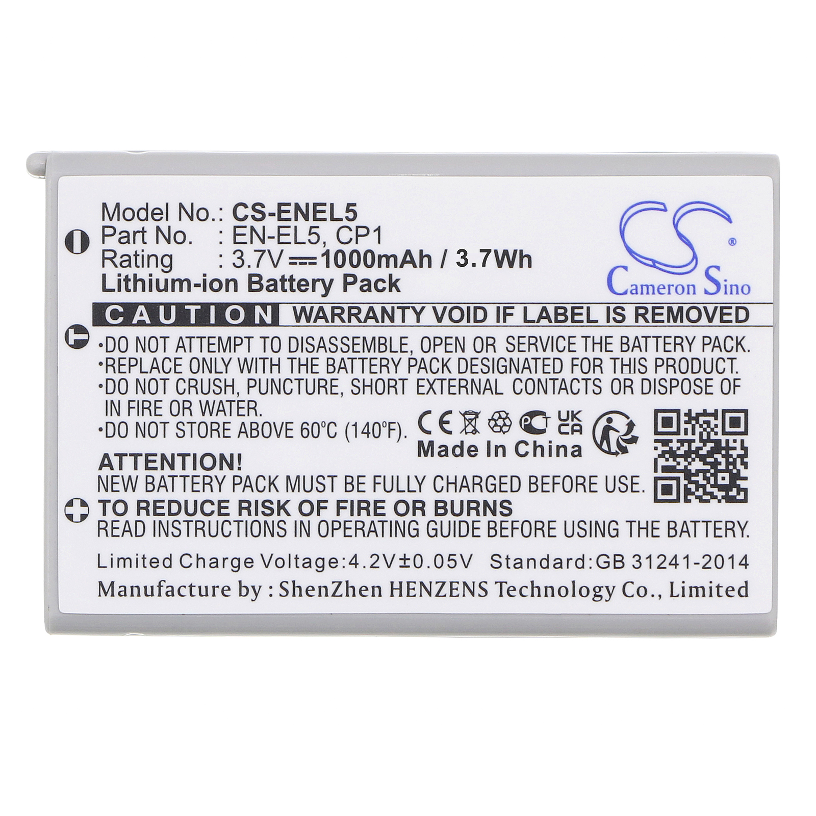 Replacement EN-EL5, VARTA-P52, CP1 battery Nikon Coolpix