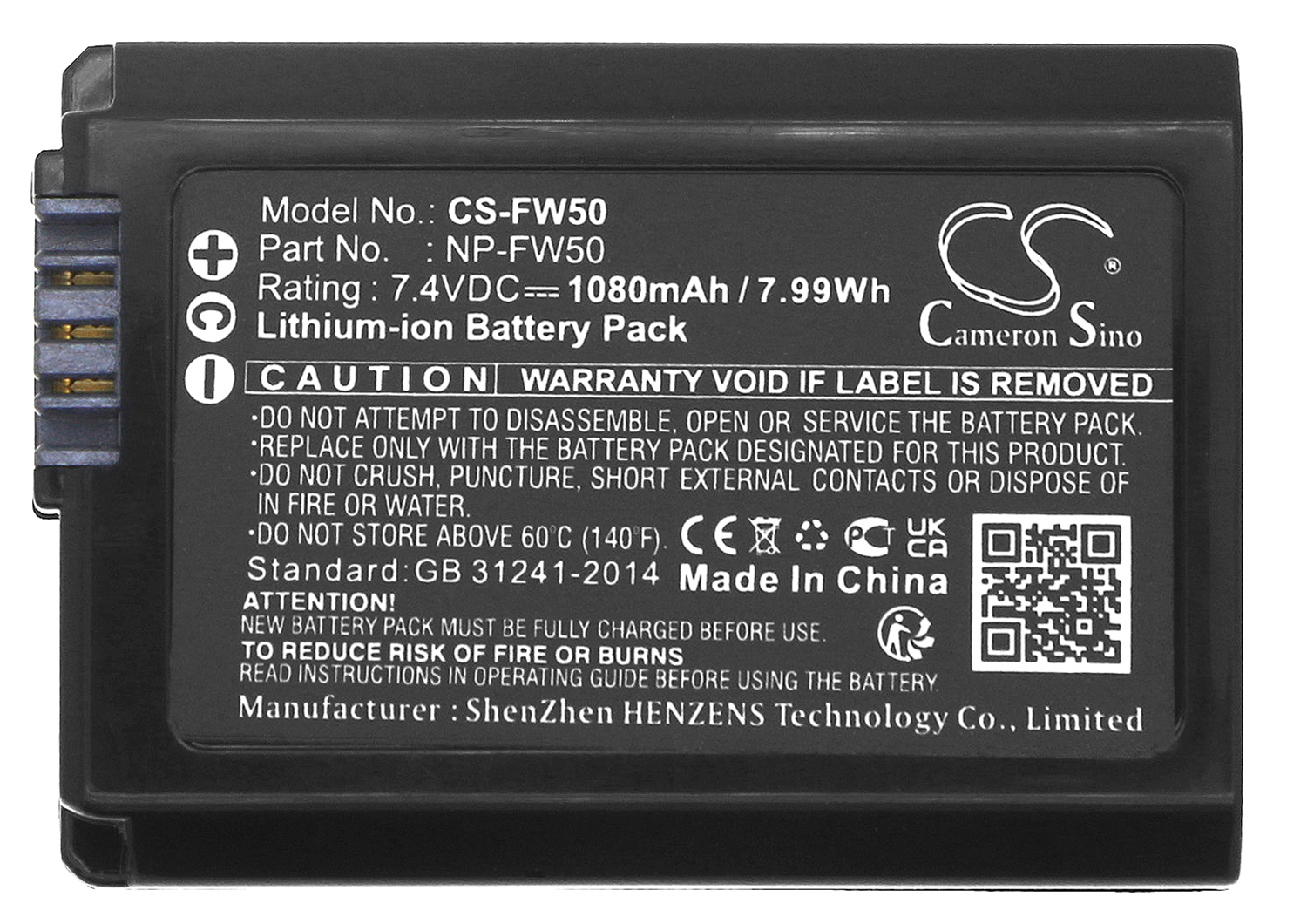 Sony NP-FW50 Alpha 5000 5100 55 55V camera battery 1080mAh 7.4V
