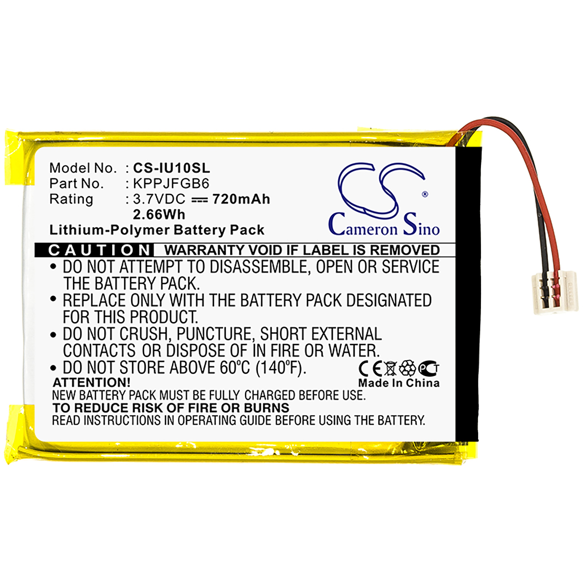 iRiver Clix 2GB 4GB U10 U10CT KPPJFGB6 battery MP3 MP4