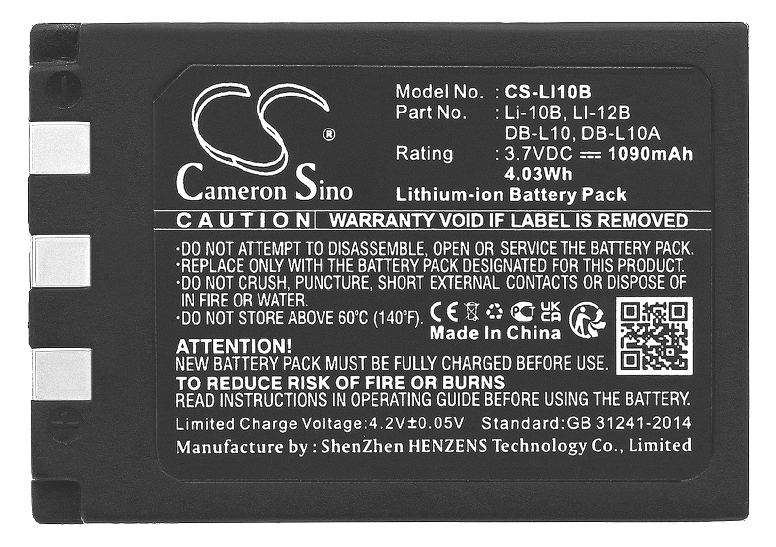 Sanyo DB-L10 DB-L10A camera camcorder battery rechargeable