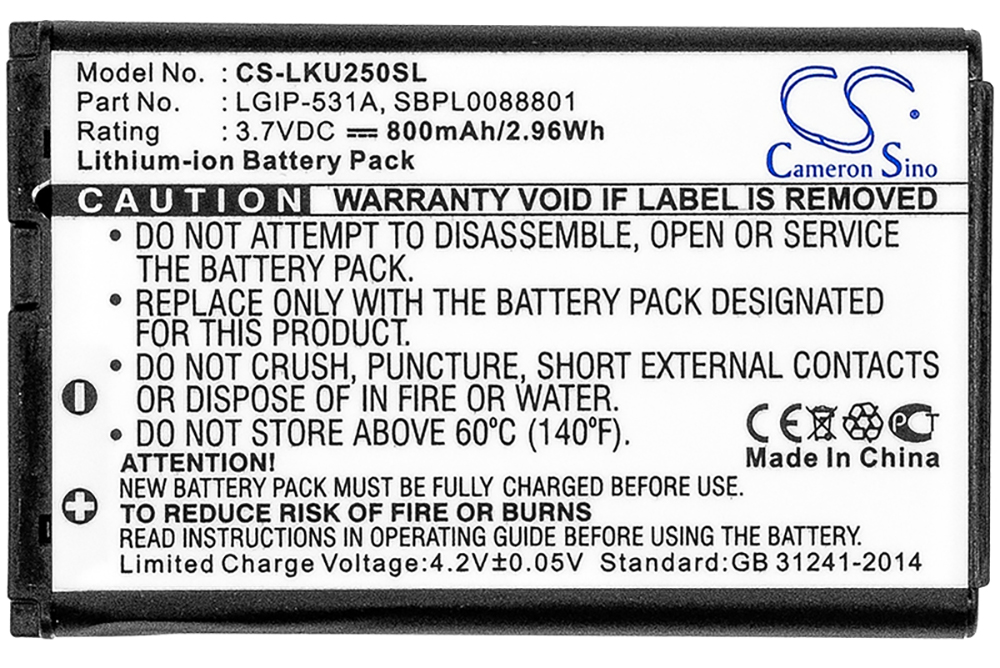 LG GB100 GB101 GB106 GB110 GB125 GM205 battery