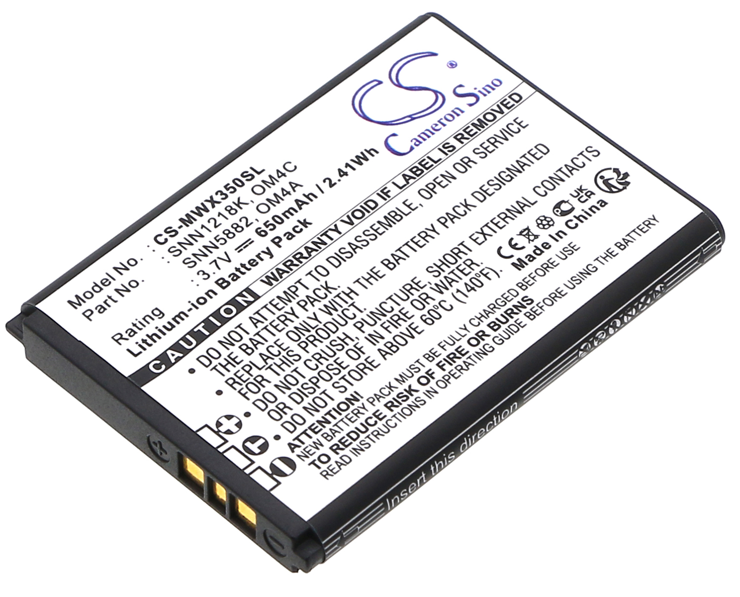 Motorola OM4A OM4C SNN1218K replacement battery