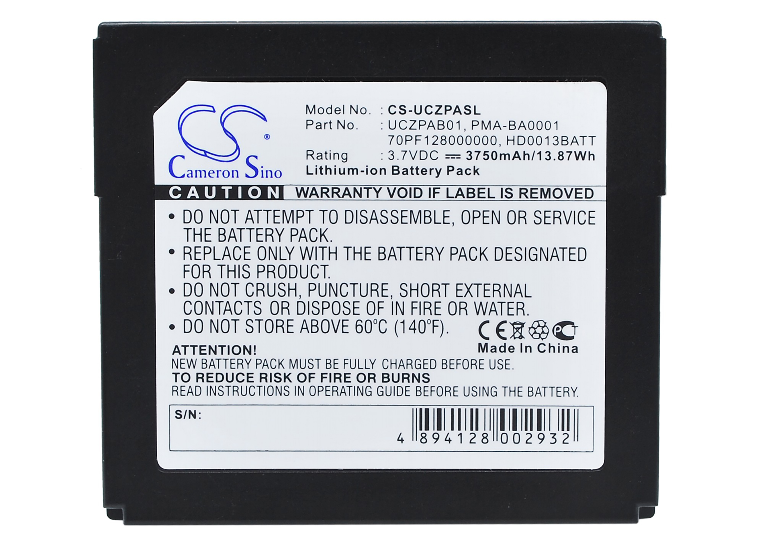 Creative BA20603R79913 PMA-BA0001 UCZPAB01 battery rechargeable