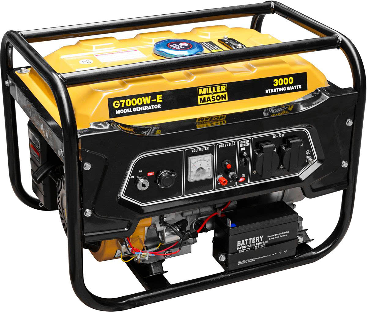 Miller & Mason G7000W-E battery petrol generator 12v