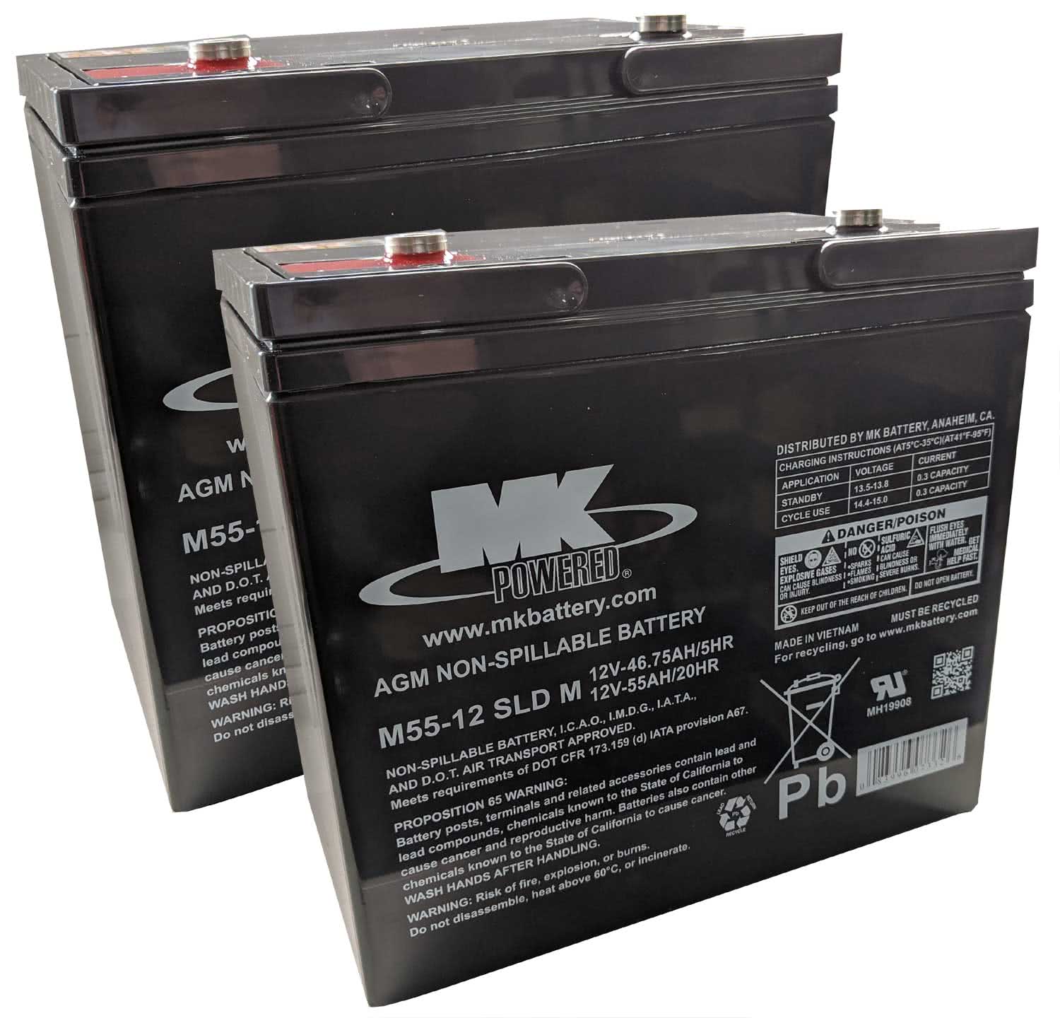 MK M5512SLDM mobility scooter power chair batteries AGM