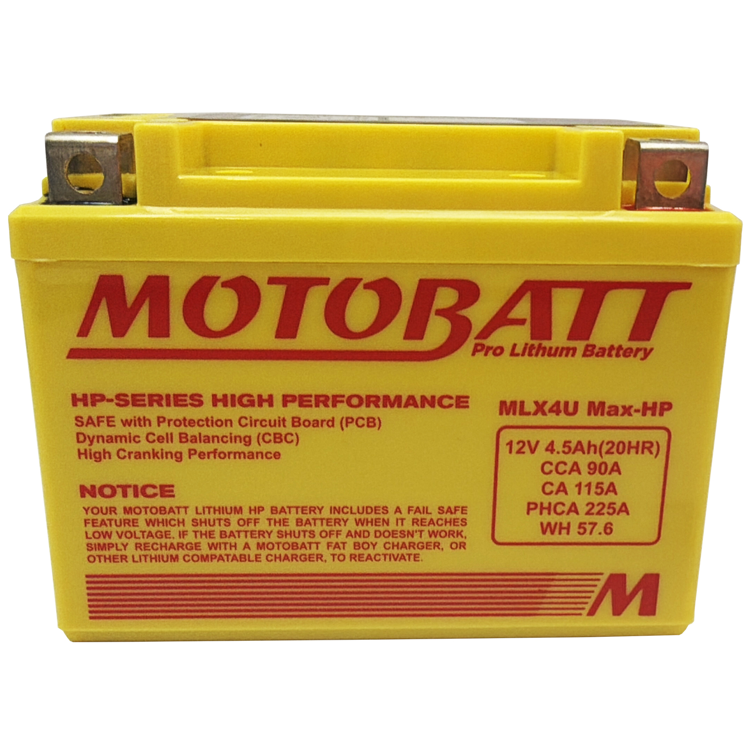 Motobatt MLX4U MAX-HP Battery 12V 4Ah LiFePO4