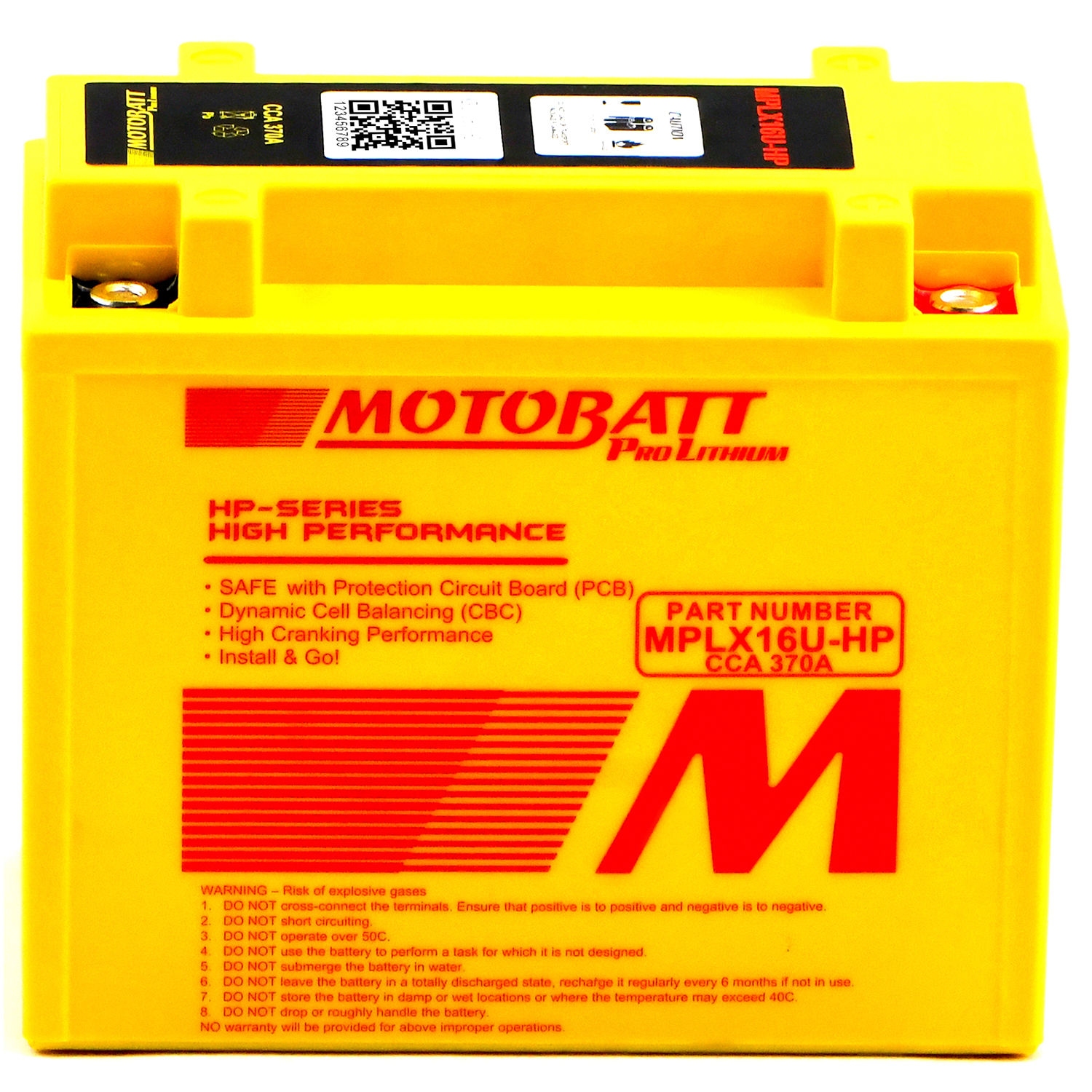 Motobatt MLX16UHD-HP Battery Replacement 12V 10Ah LiFePO4