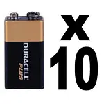 Duracell Plus 9-volt 9V battery pack of 10 often used in smoke alarms