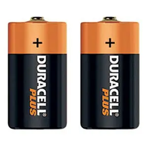 Duracell Plus-D, LR20, MN1300 alkaline longer life batteries, pack of two