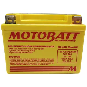 Motobatt MLX4U MAX-HP Battery 12V 4Ah LiFePO4
